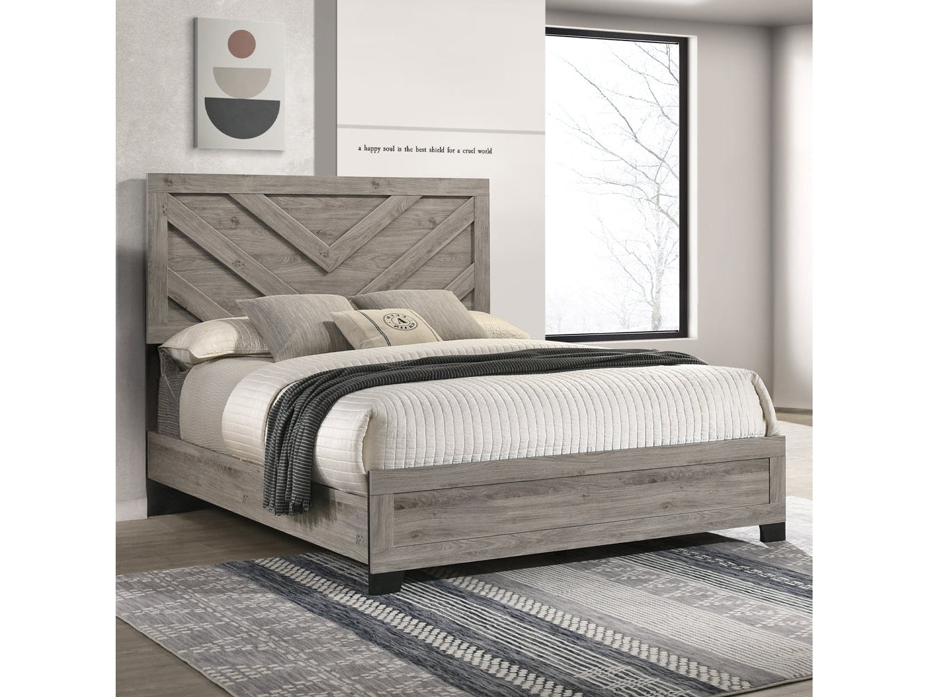 Mari Light Gray Queen Bed - Ornate Home
