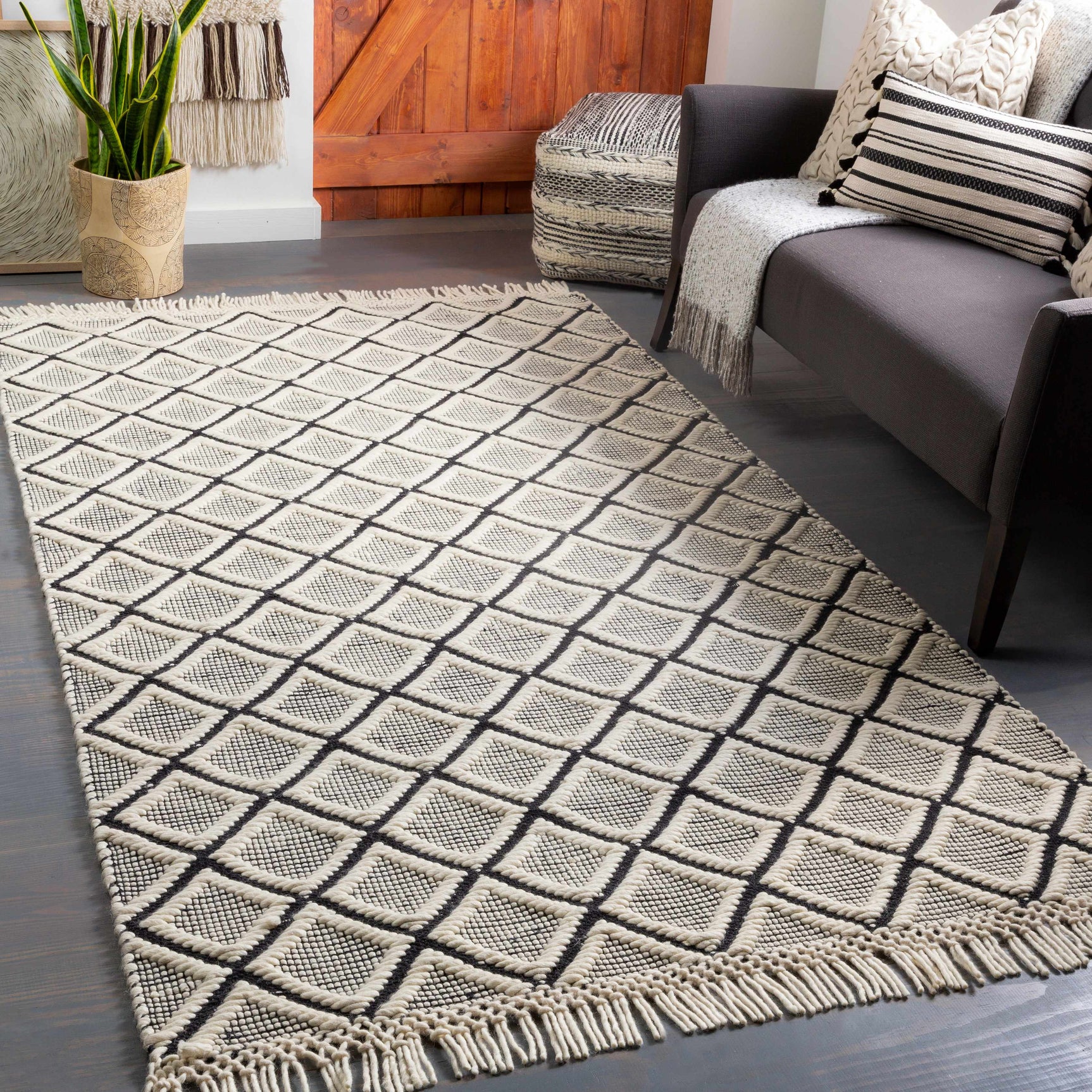 Maria Textured Hand Woven Wool Rug - Clearance - Ornate Home