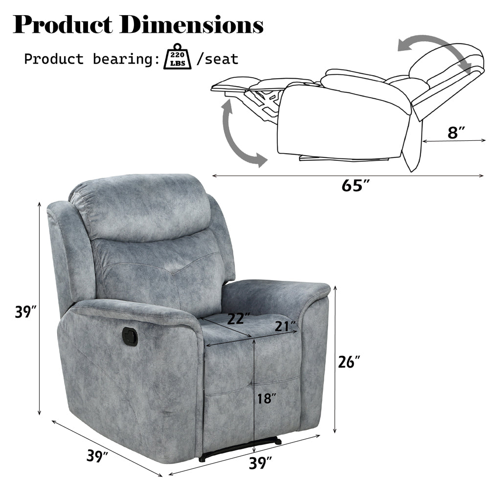 Mariana Recliner in Silver Gray 55032 - Ornate Home