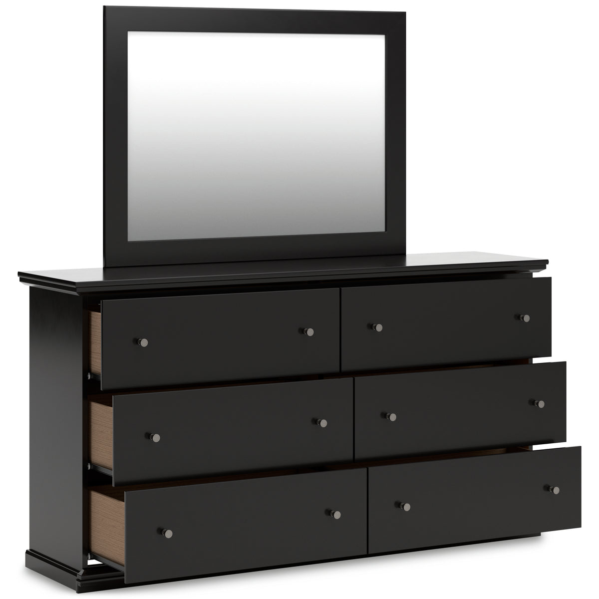 Maribel Black Twin Panel Bed, Dresser, Mirror, Chest and Nightstand - Ornate Home