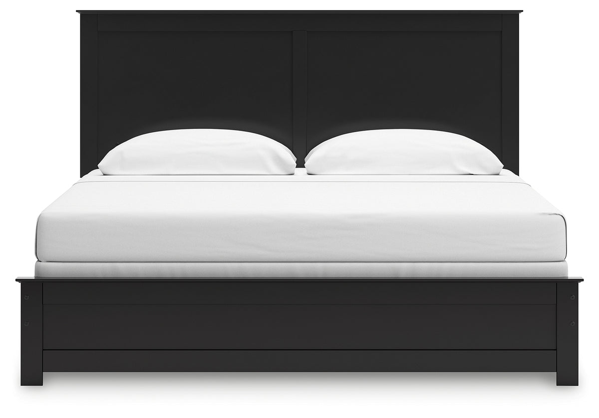 Maribel Black King Panel Bed, Chest and Nightstand - Ornate Home