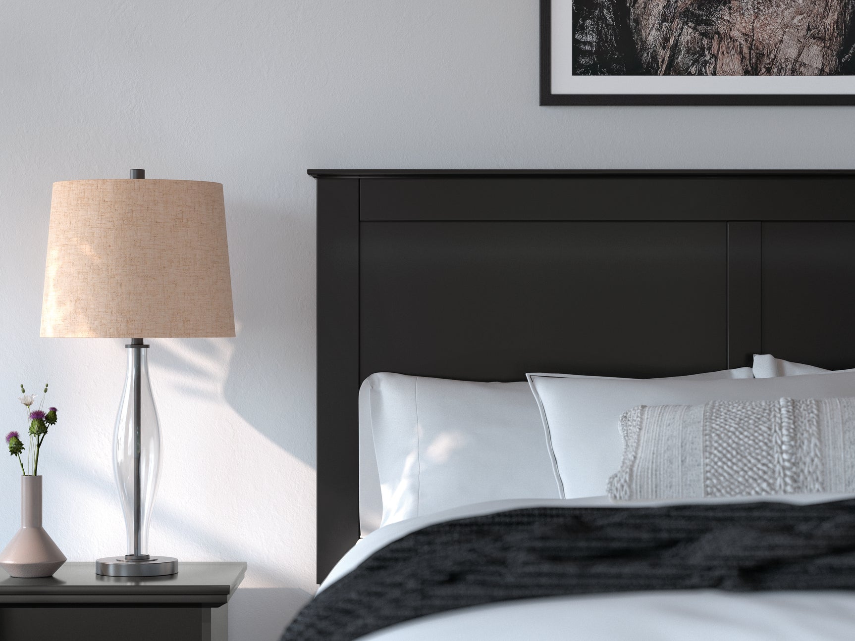 Maribel Black Queen Panel Bed, Chest and 2 Nightstands (Online Special Price) - Ornate Home