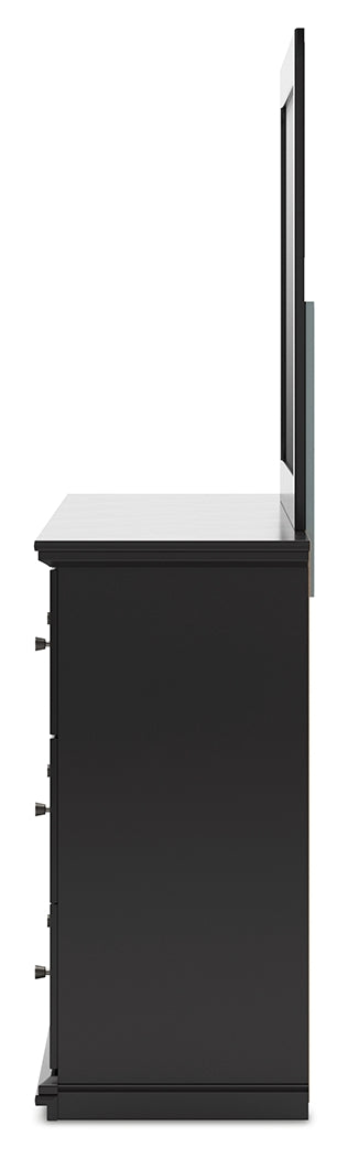 Maribel Black Queen Panel Bed, Dresser and Mirror - Ornate Home