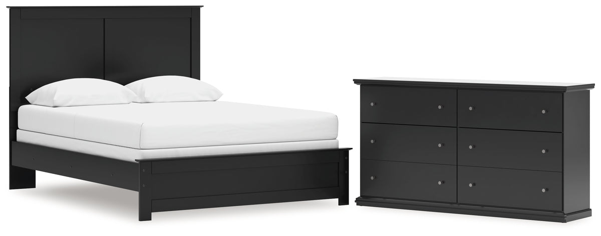Maribel Black Queen Panel Bed and Dresser - Ornate Home