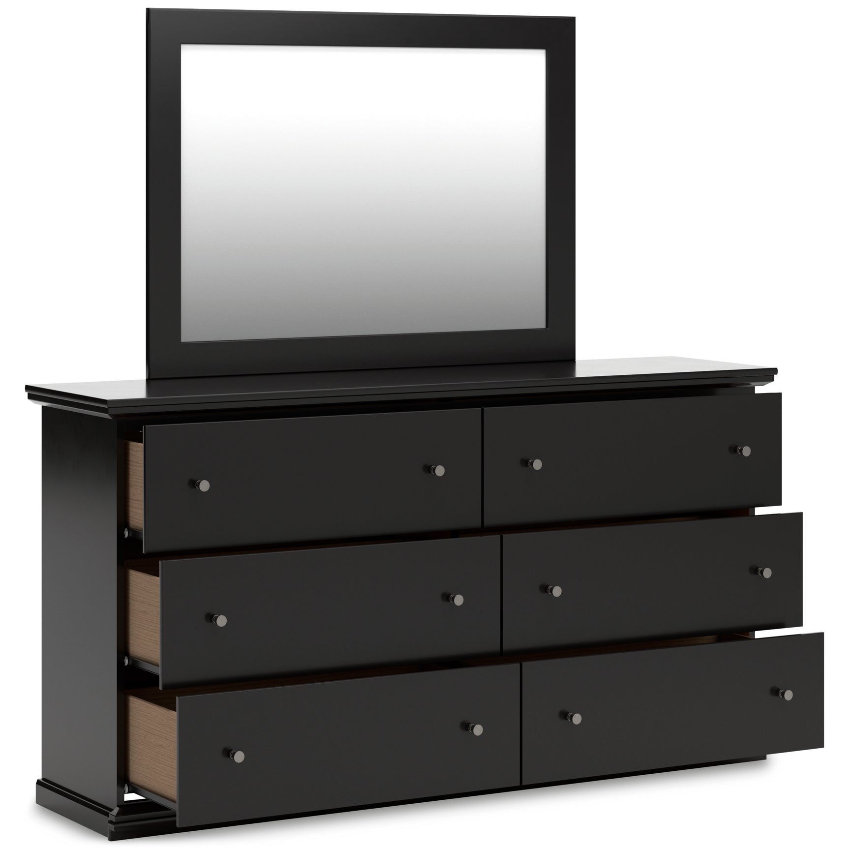Maribel Black Twin Panel Bed, Dresser, Mirror, Chest and 2 Nightstands - Ornate Home