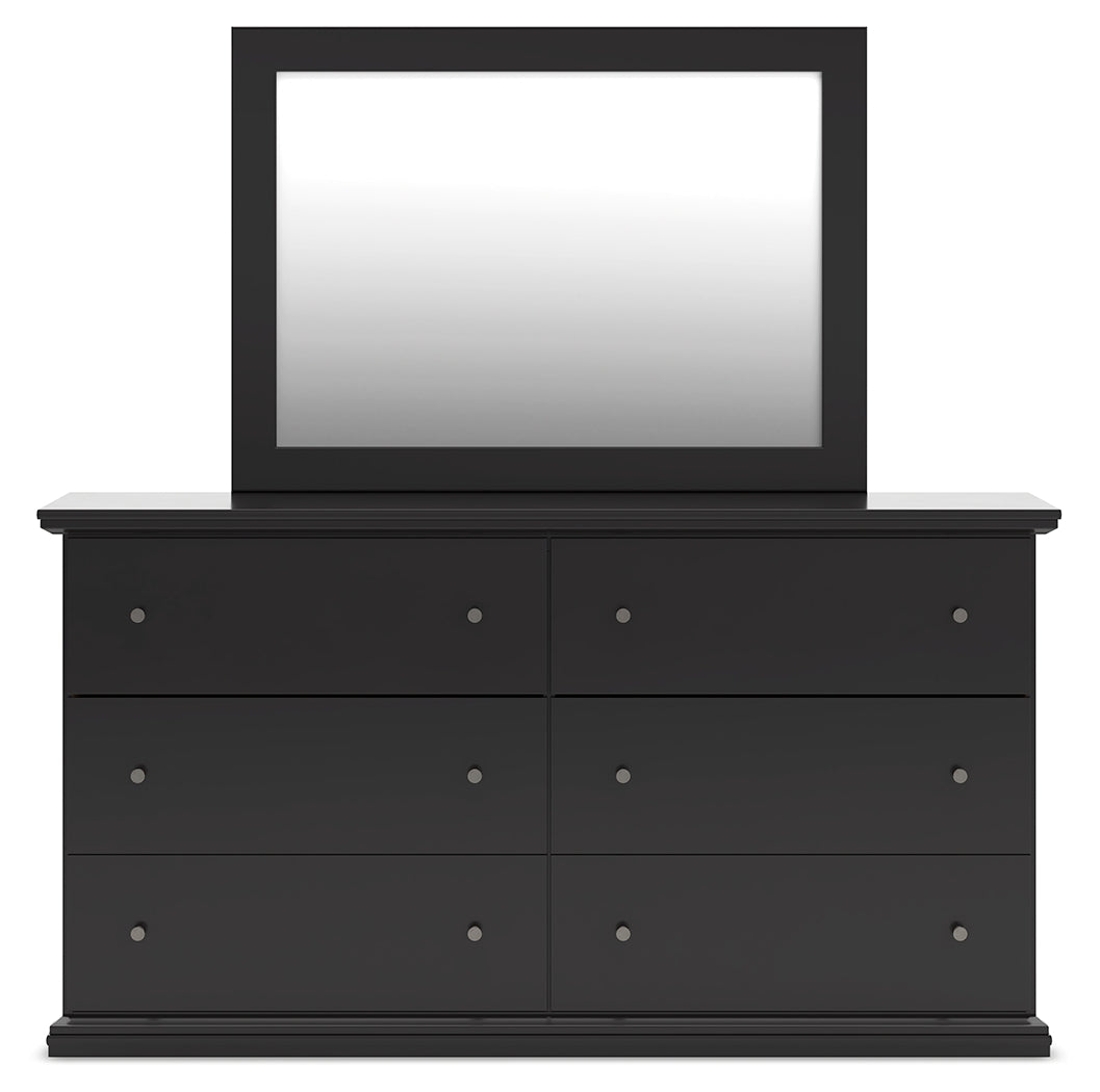 Maribel Black Twin Panel Bed, Dresser, Mirror and Nightstand - Ornate Home