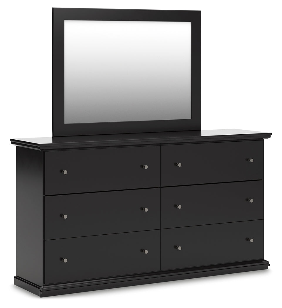 Maribel Black Twin Panel Bed, Dresser, Mirror and Nightstand - Ornate Home