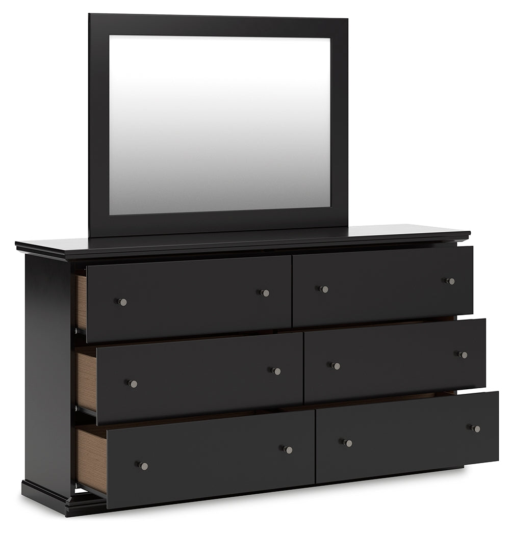 Maribel Black Twin Panel Bed, Dresser, Mirror and Nightstand - Ornate Home