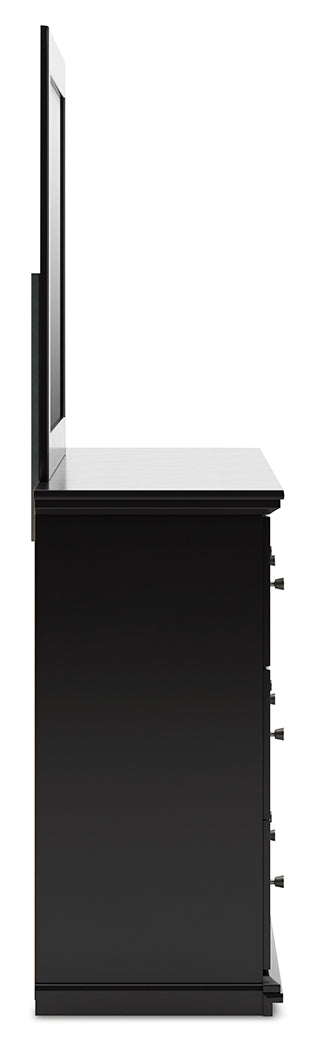 Maribel Black Twin Panel Bed, Dresser, Mirror and Nightstand - Ornate Home