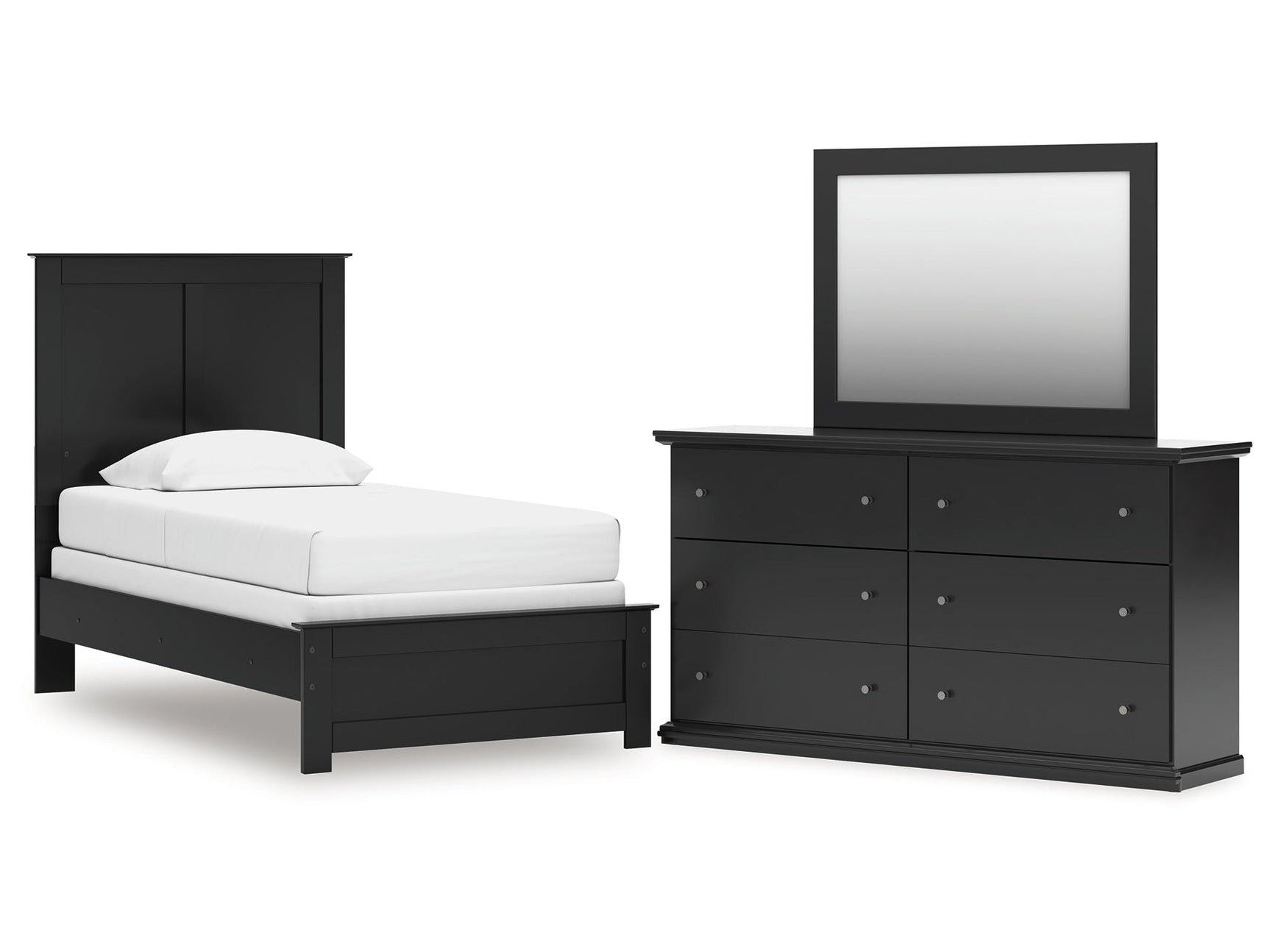 Maribel Black Twin Panel Bed, Dresser and Mirror (Online Special Price) - Ornate Home