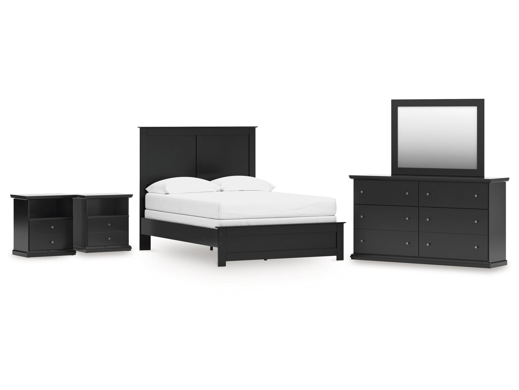 Maribel Full Panel Bed with Dresser, Mirror and 2 Nightstands - Ornate Home