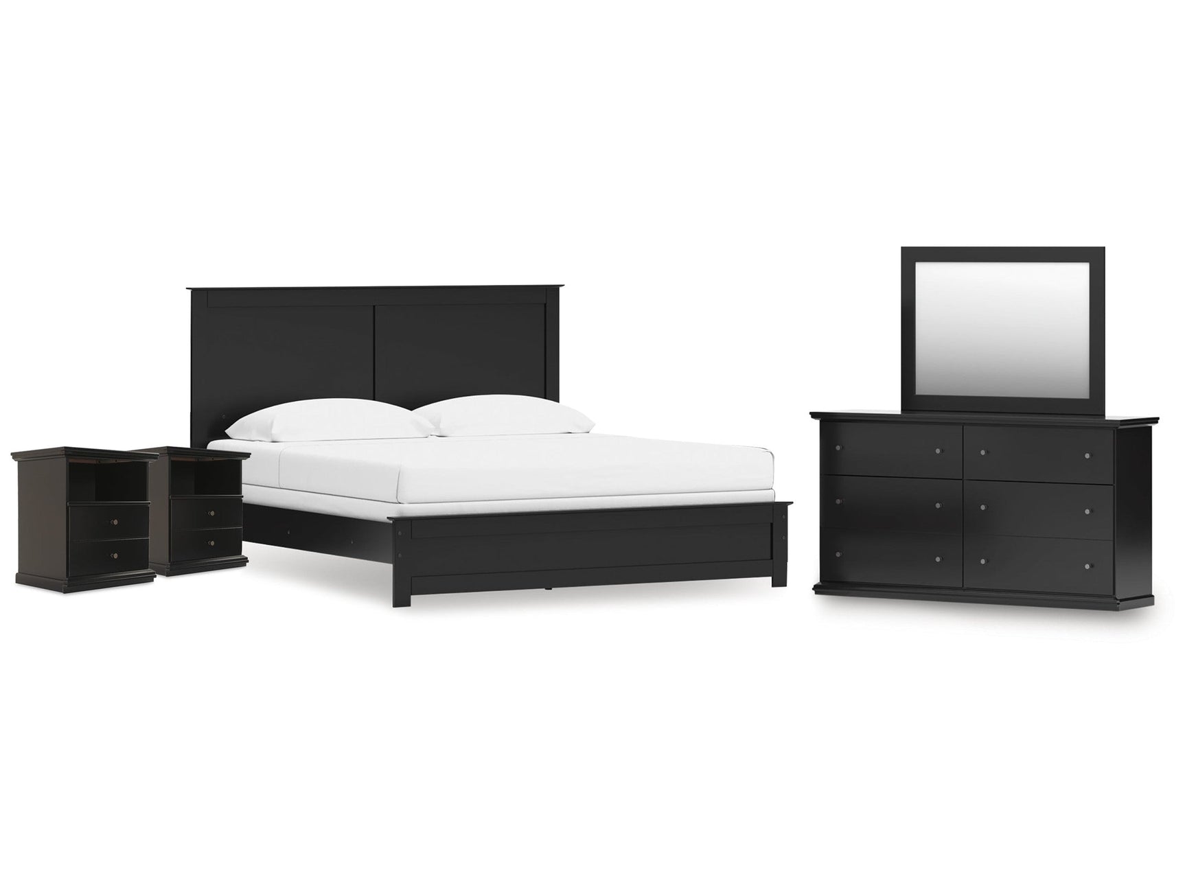 Maribel King Panel Bed, Dresser, Mirror and 2 Nightstands (Online Special Price) - Ornate Home