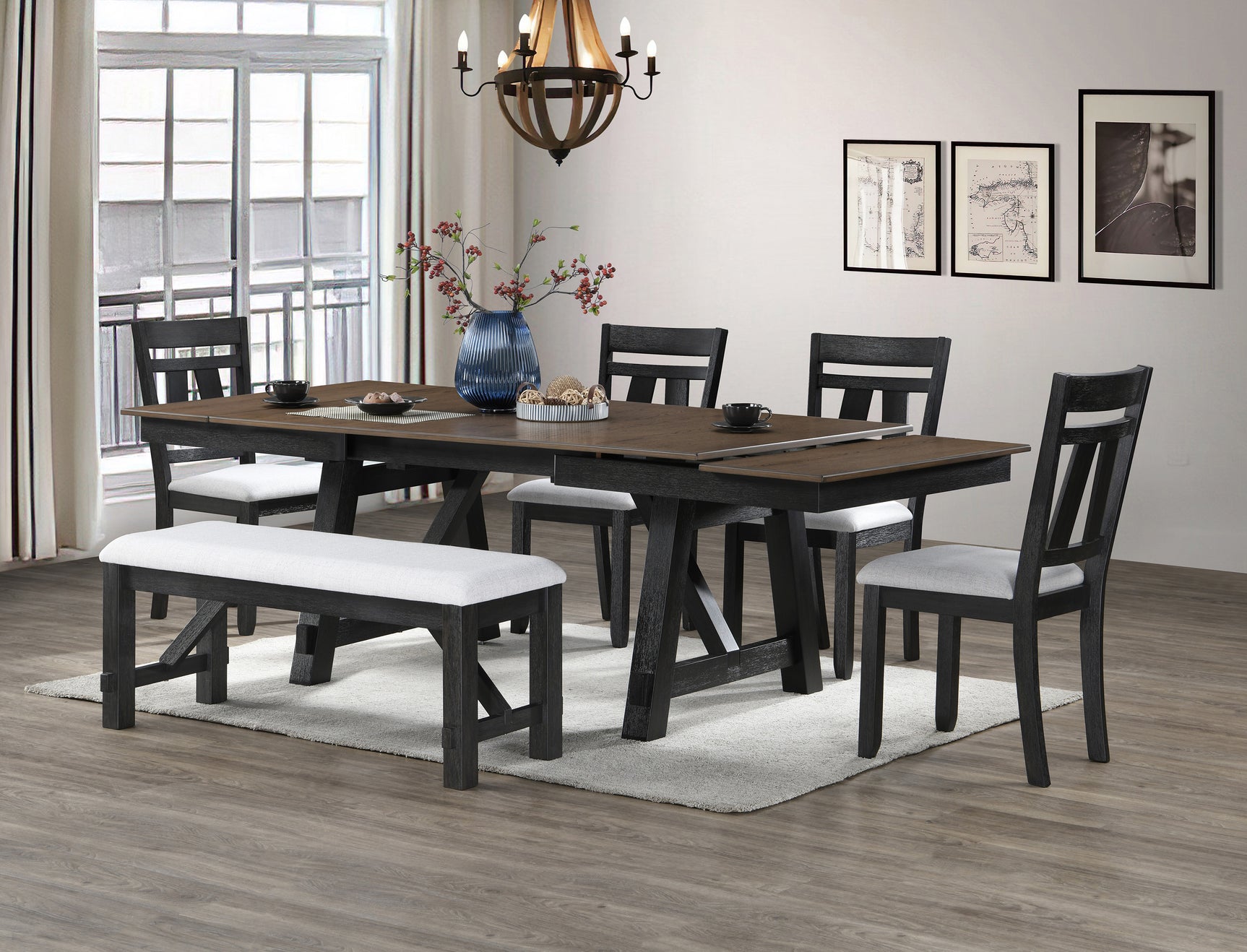 Maribelle Wheat/Charcoal Dining Set - Ornate Home