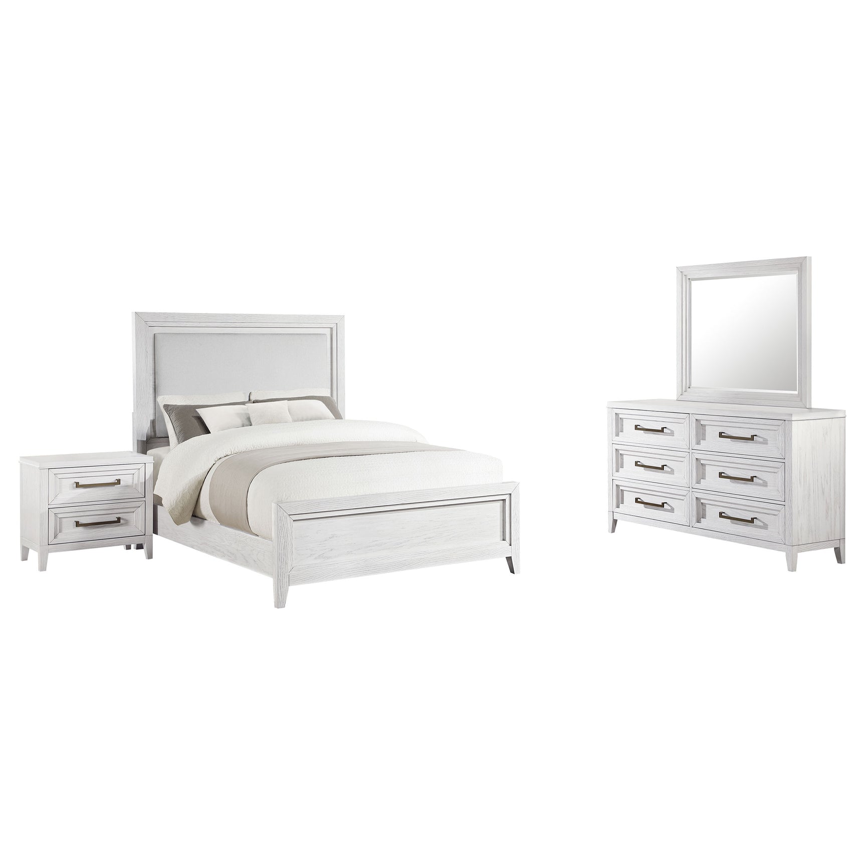 Marielle Distressed White 4-piece Eastern King Bedroom Set - Ornate Home