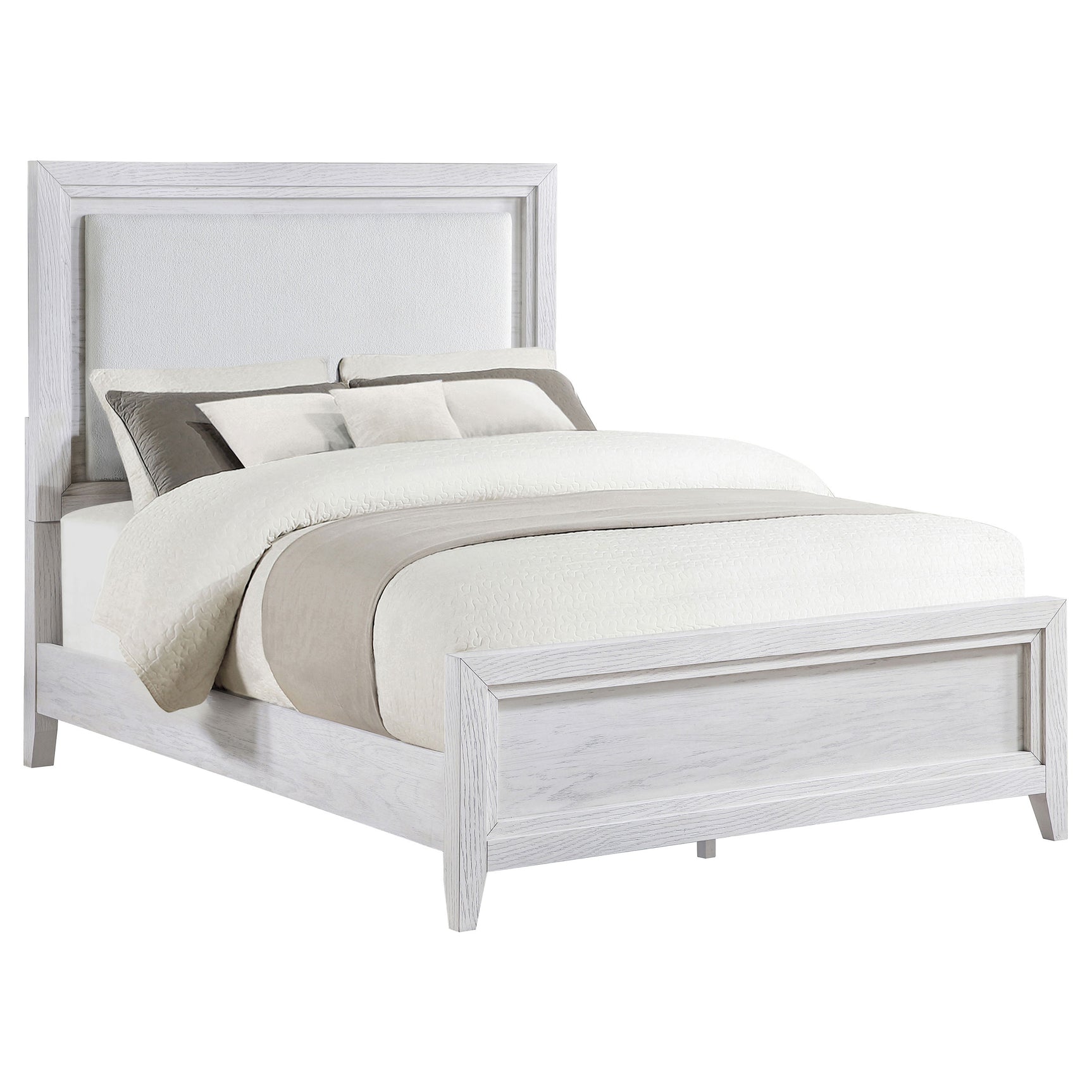 Marielle Distressed White California King Panel Bed - Ornate Home