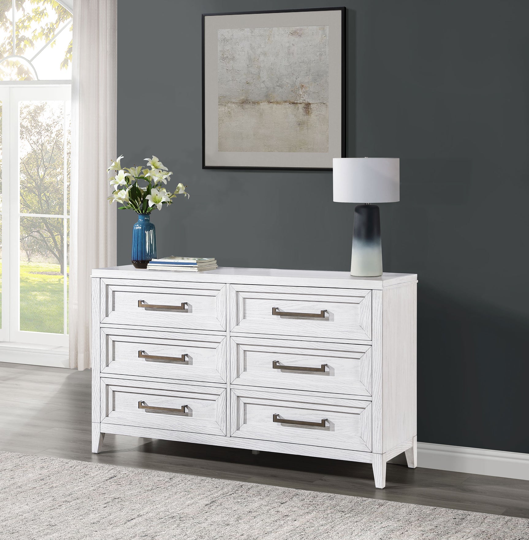 Marielle Distressed White Dresser - Ornate Home