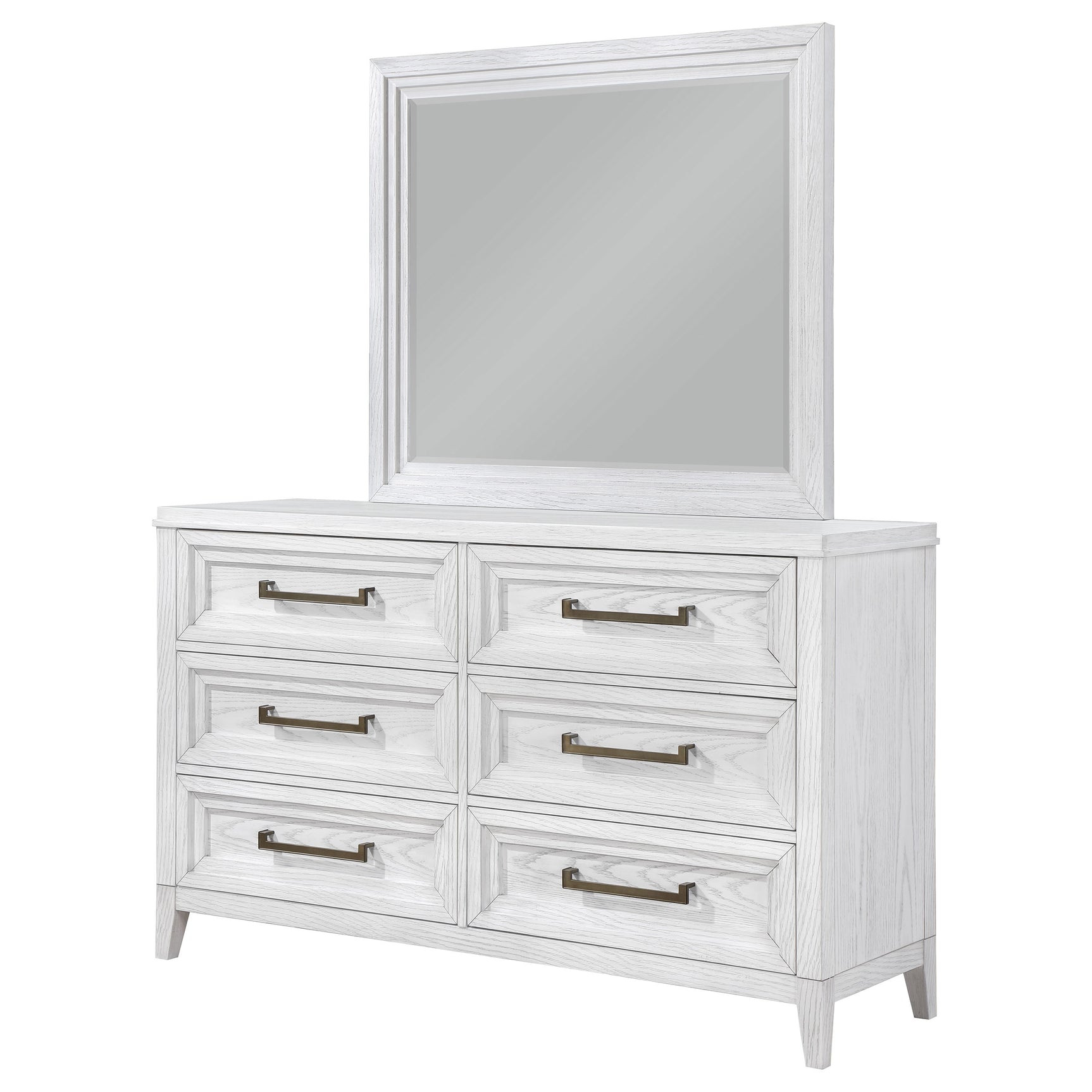 Marielle Distressed White Dresser and Mirror - Ornate Home