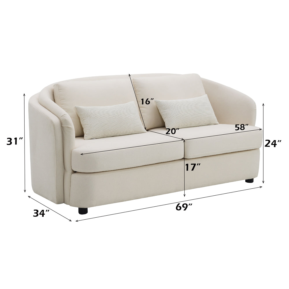 Mariko Beige Loveseat W/2 Pillows - Ornate Home