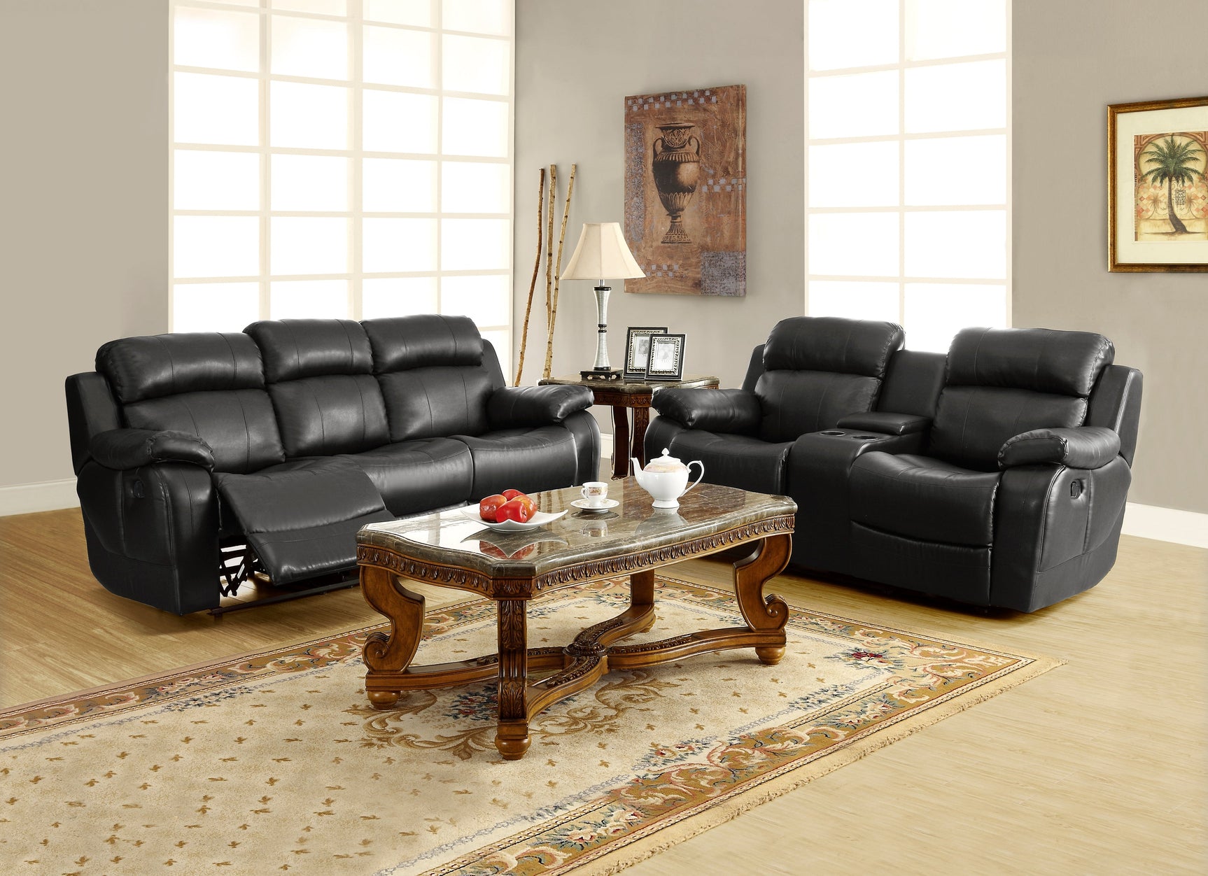Marille Black Reclining Sofa - Ornate Home