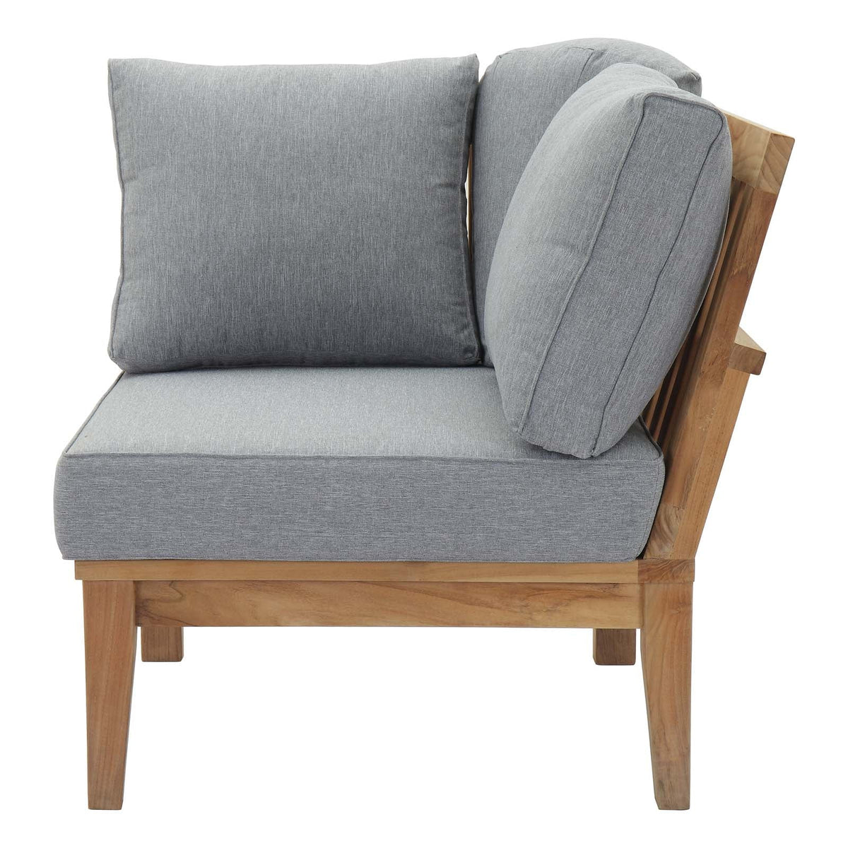 Marina Natural/Gray Outdoor Patio Teak Corner Sofa - Ornate Home