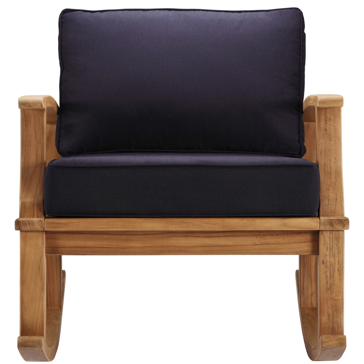 Marina Natural/Navy Outdoor Patio Teak Rocking Chair - Ornate Home
