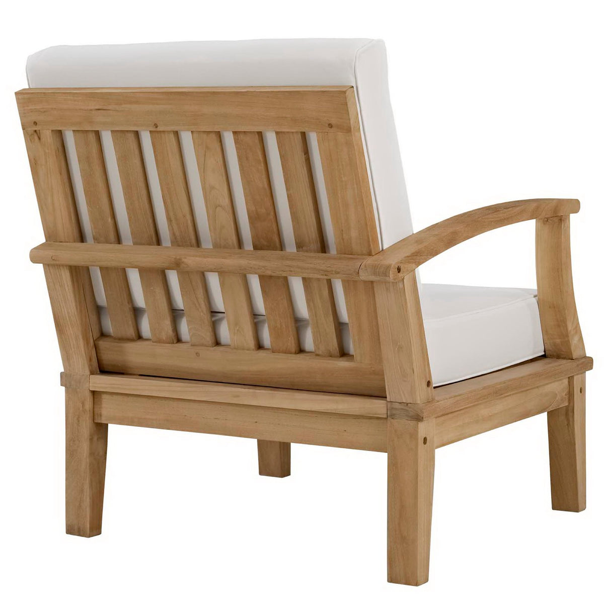 Marina Natural/White Outdoor Patio Teak Left-Facing Sofa - Ornate Home