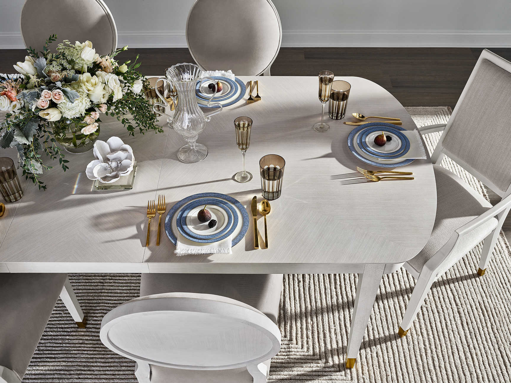 Marion Alabaster/Soft Gold Dining Table - Ornate Home