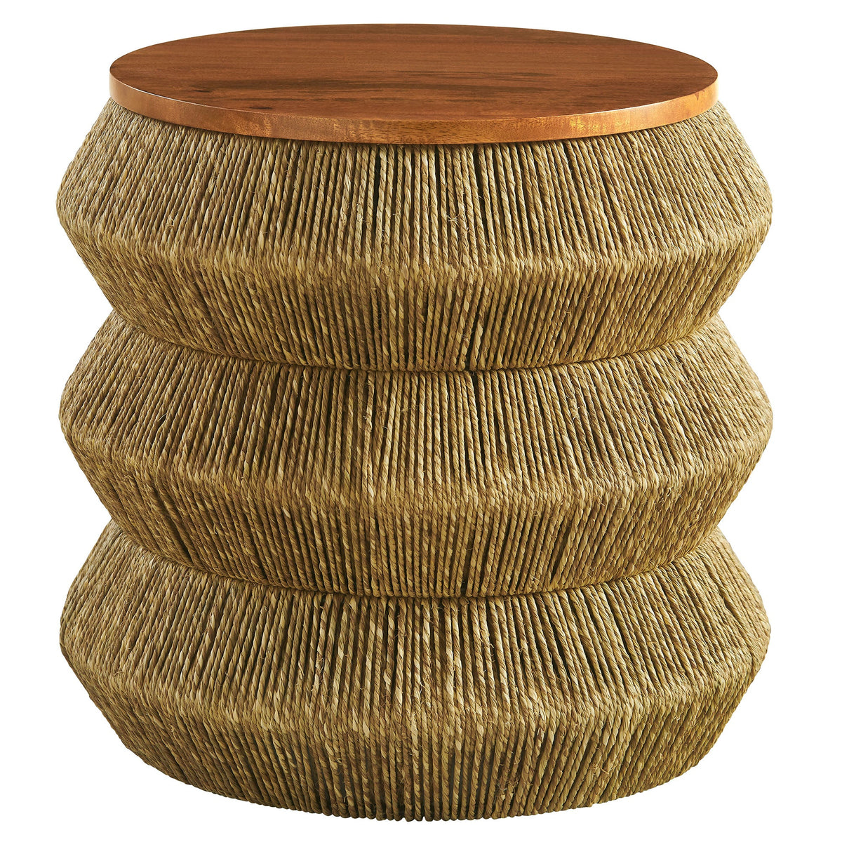 Maris Walnut/Natural Seagrass and Wood End Table - Ornate Home