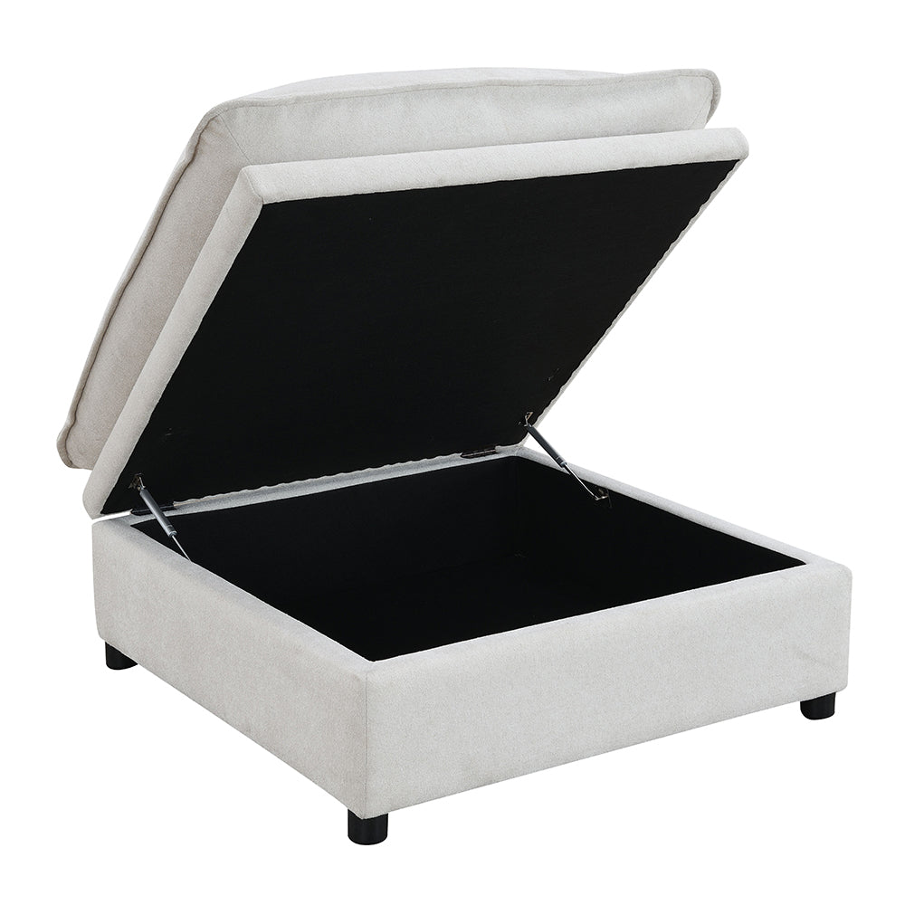 Marisa Beige Boucle Modular Ottoman w/Storage - Ornate Home