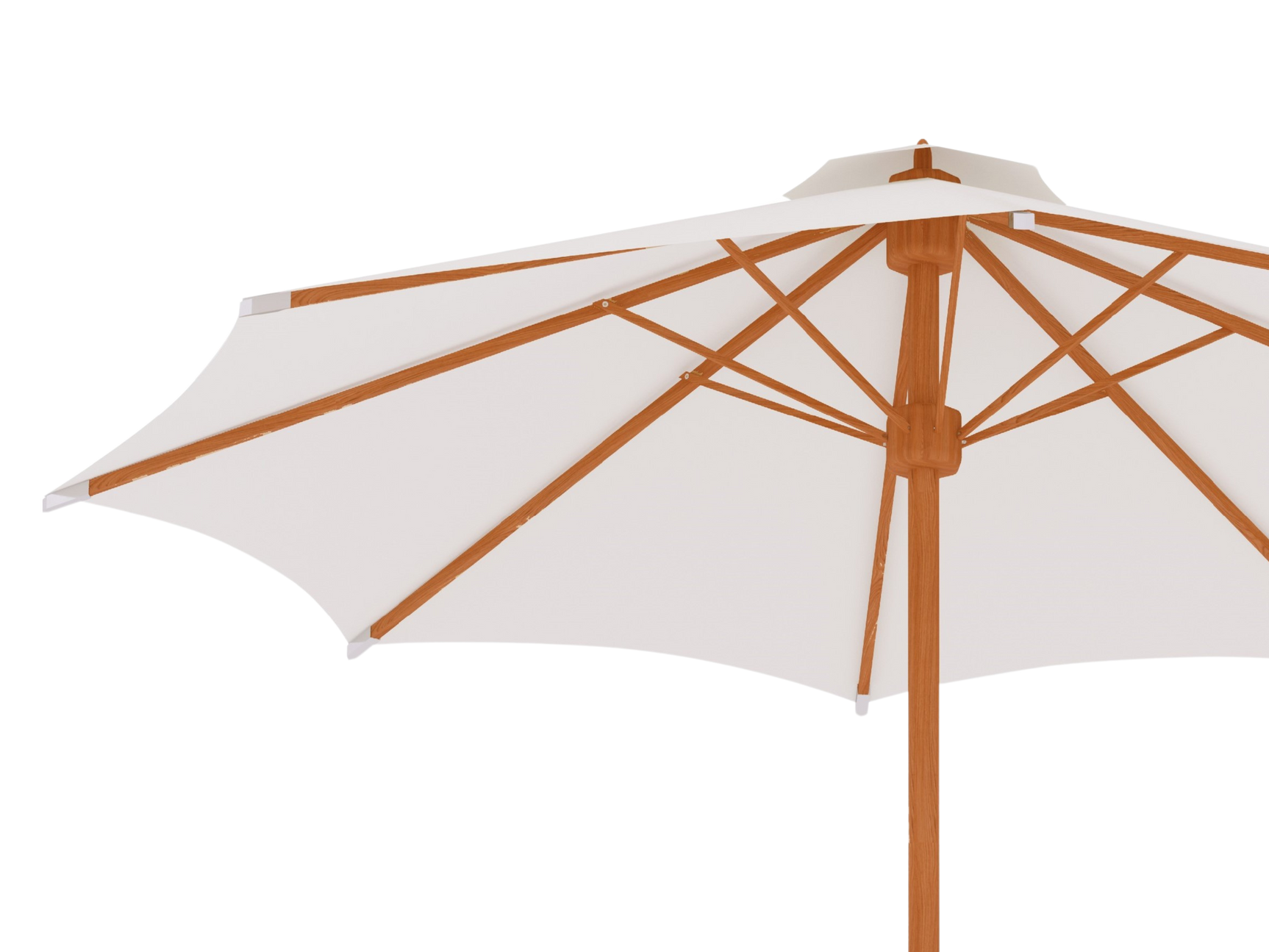 Market 118-inch Diameter Teak White Outdoor Umbrella - Ornate Home