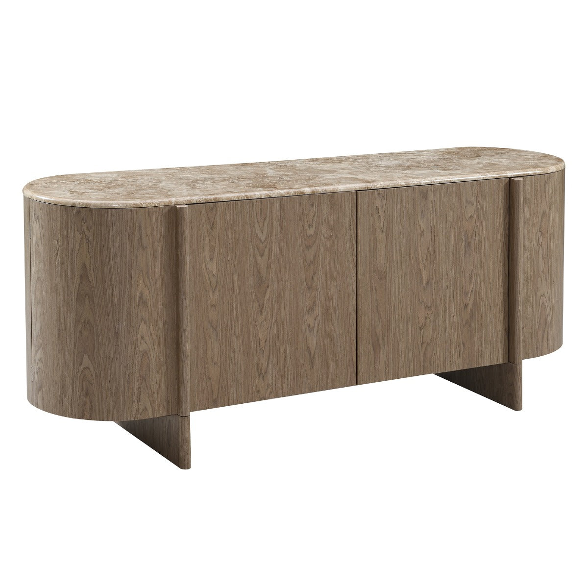 Markku Oak/Natural Marble Console Table - Ornate Home