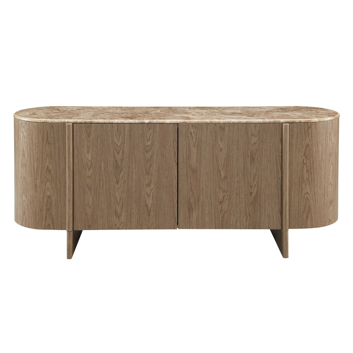 Markku Oak/Natural Marble Console Table - Ornate Home