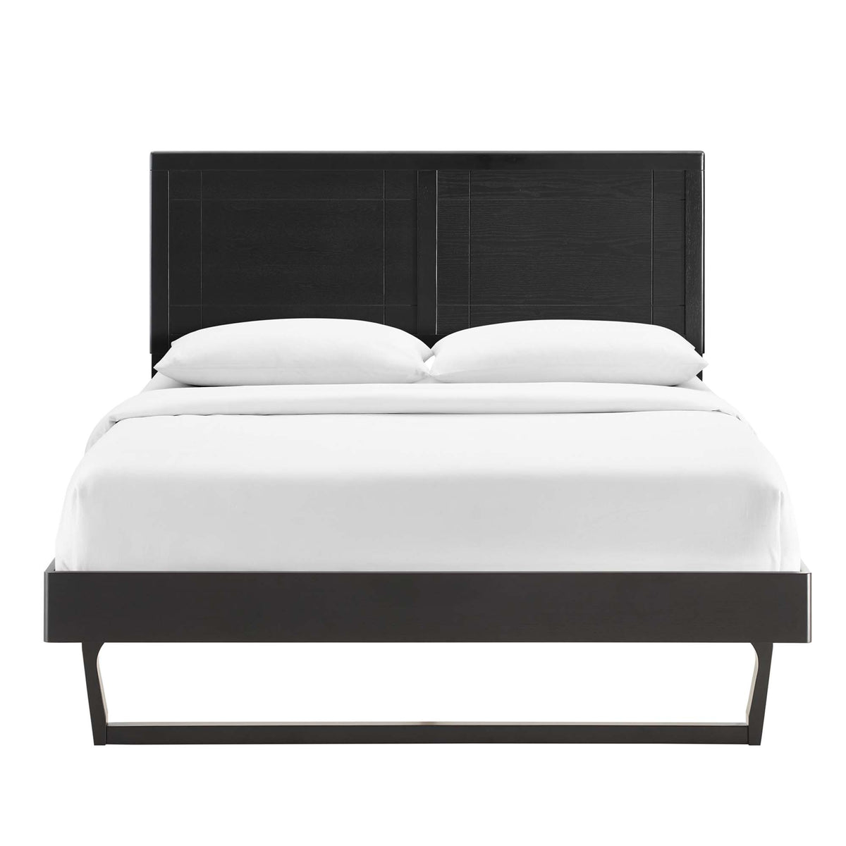 Marlee Black Wood Full Platform Bed With Angular Frame - Ornate Home