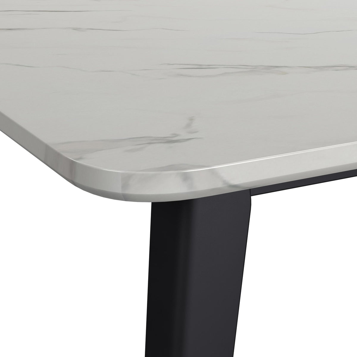 Marlene Black Dining Table with White Faux Marble Top - Ornate Home