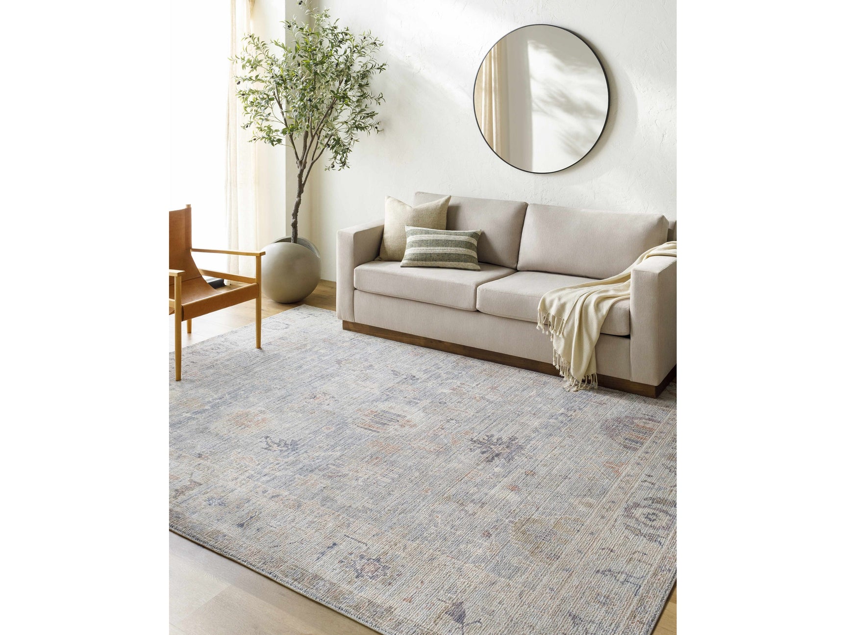Marlene Damask Cream & Blue Area Rug - Becki Owens x Livabliss - Ornate Home