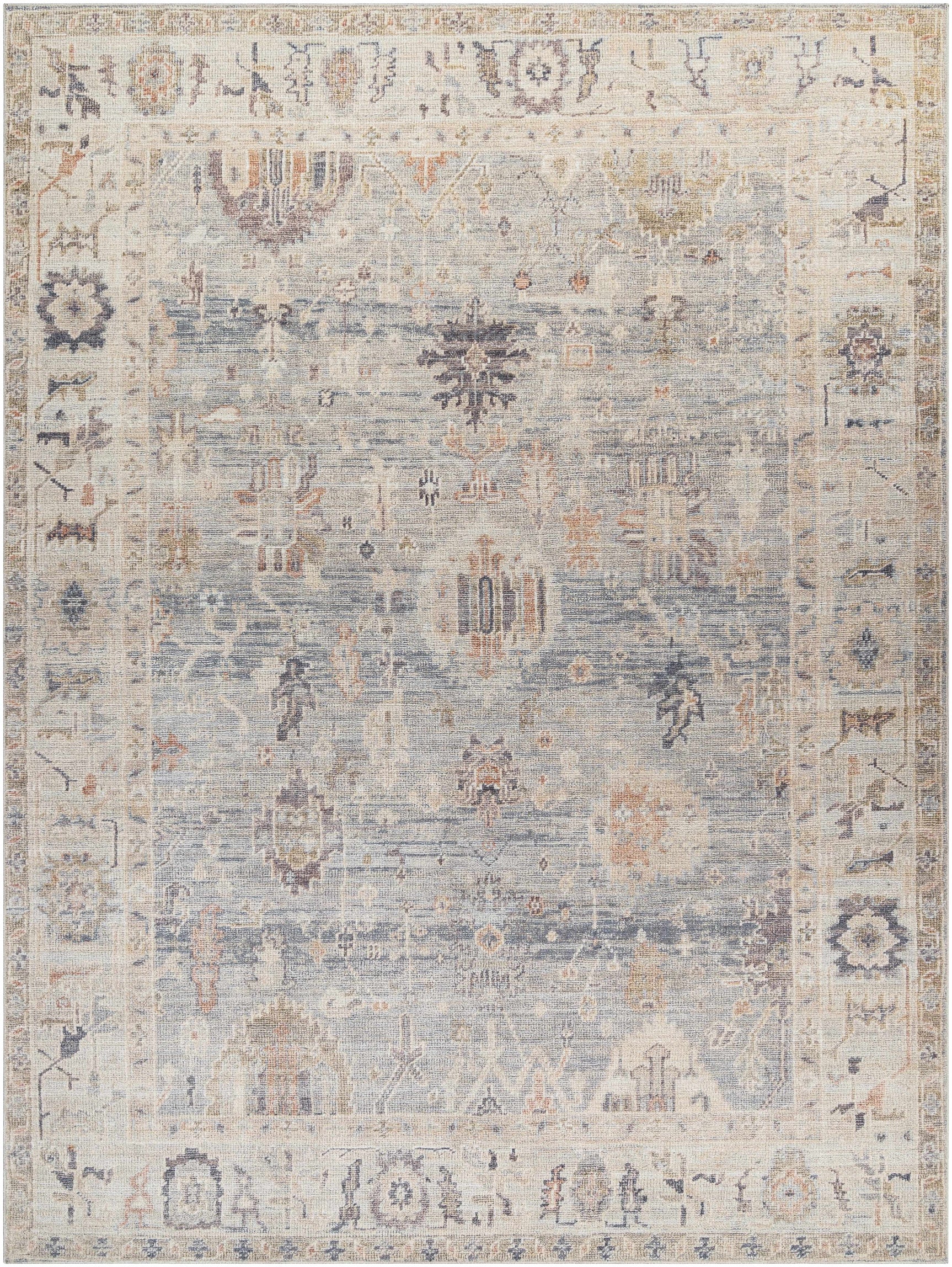Marlene Damask Cream & Blue Area Rug - Becki Owens x Livabliss - Ornate Home