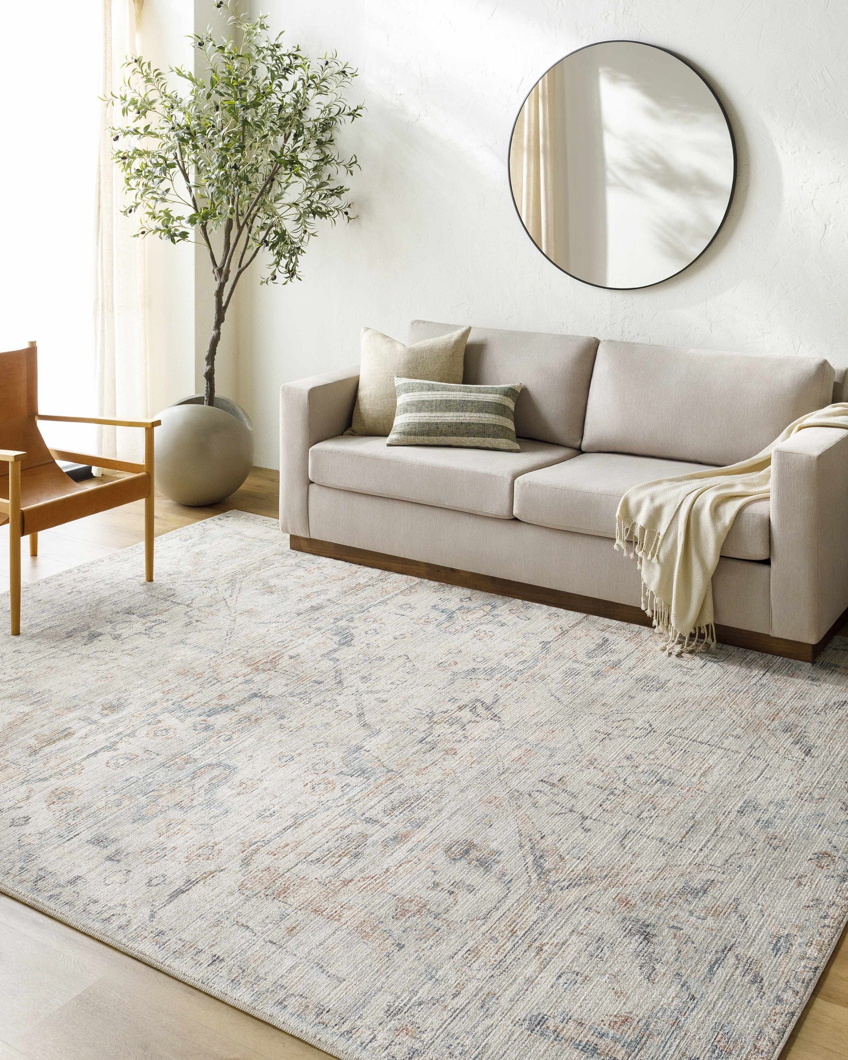 Marlene Damask Off White & Blue Area Rug - Becki Owens x Livabliss - Ornate Home