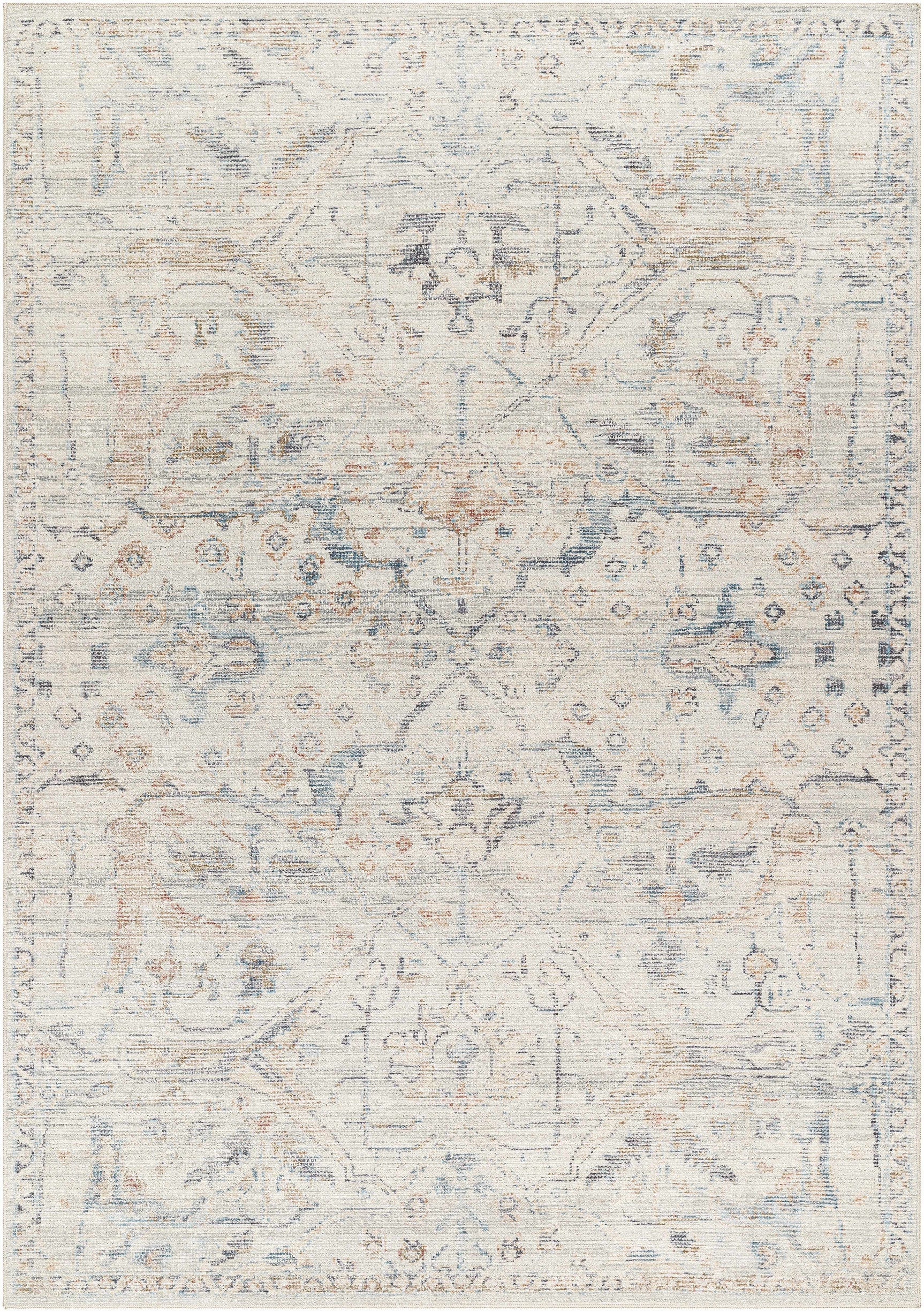 Marlene Damask Off White & Blue Area Rug - Becki Owens x Livabliss - Ornate Home