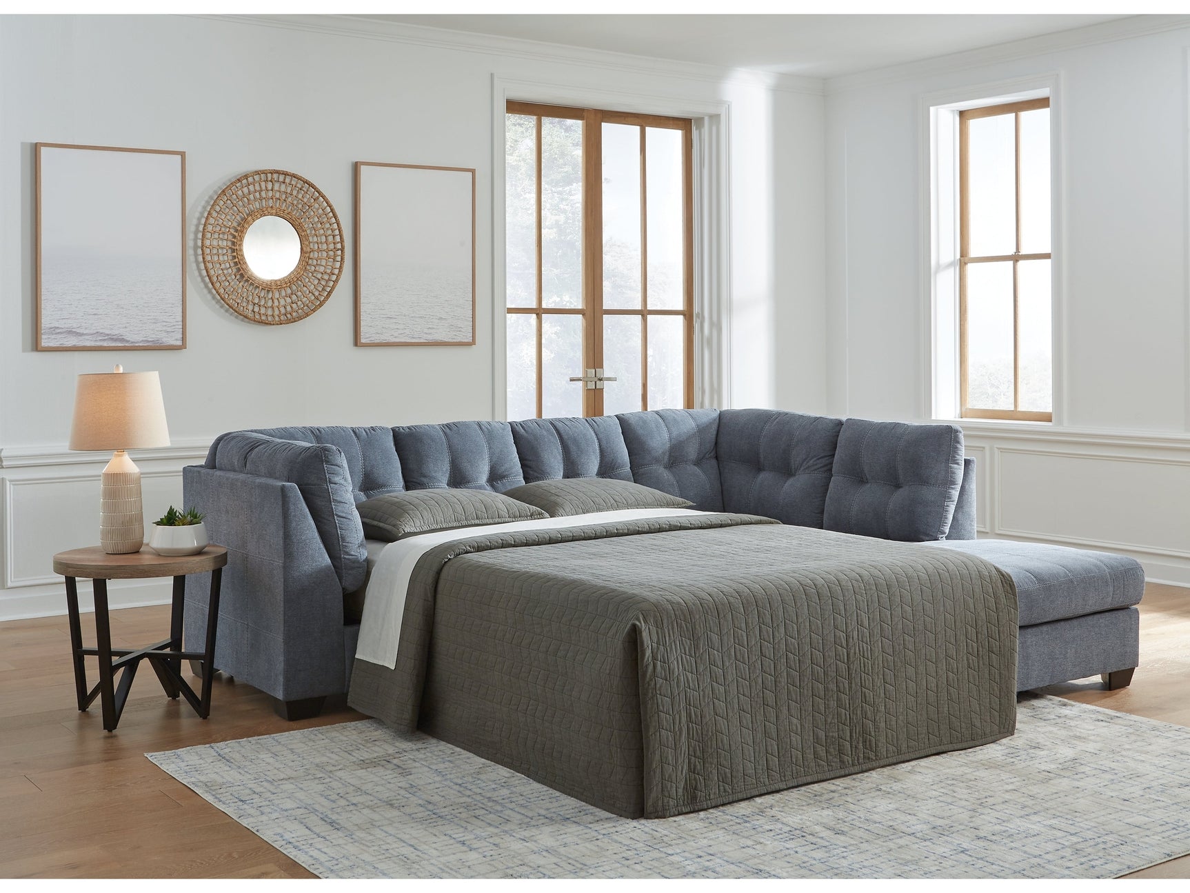 Marleton Denim 2pc Sleeper Sectional with Chaise (Online Special Price) - Ornate Home