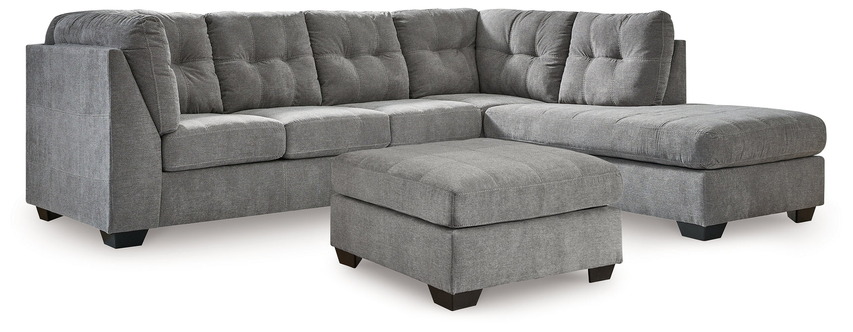 Marleton Gray 2-Piece Sectional and Ottoman - Ornate Home