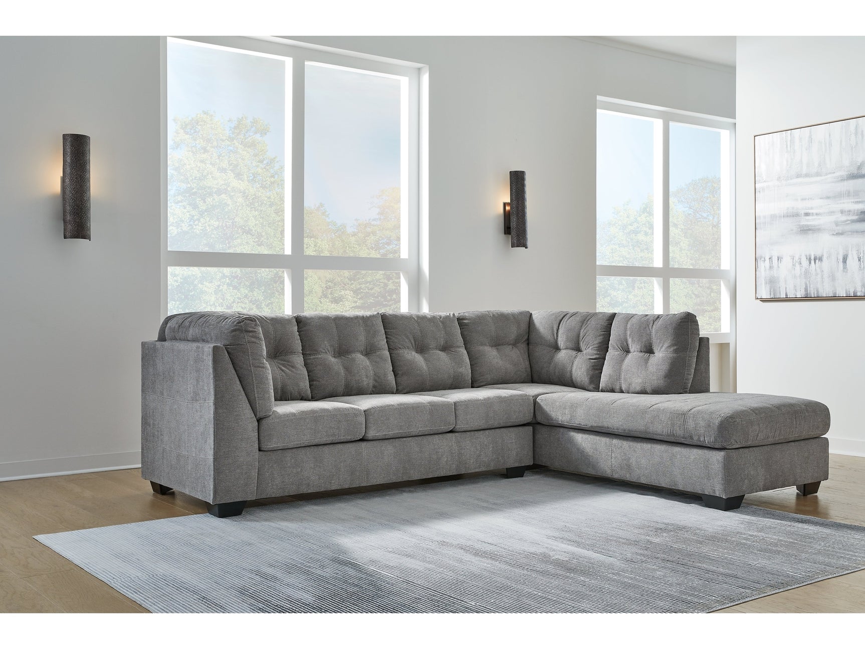 Marleton Gray 2-Piece Sectional w/Chaise - Ornate Home