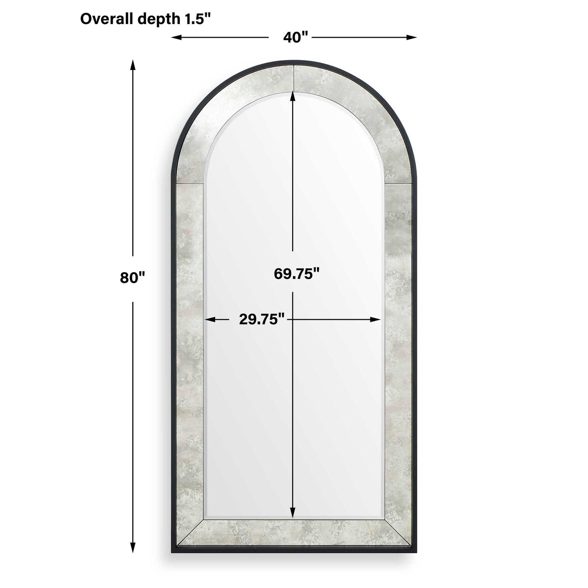 Marlowe Black Antique Arch Mirror - Ornate Home