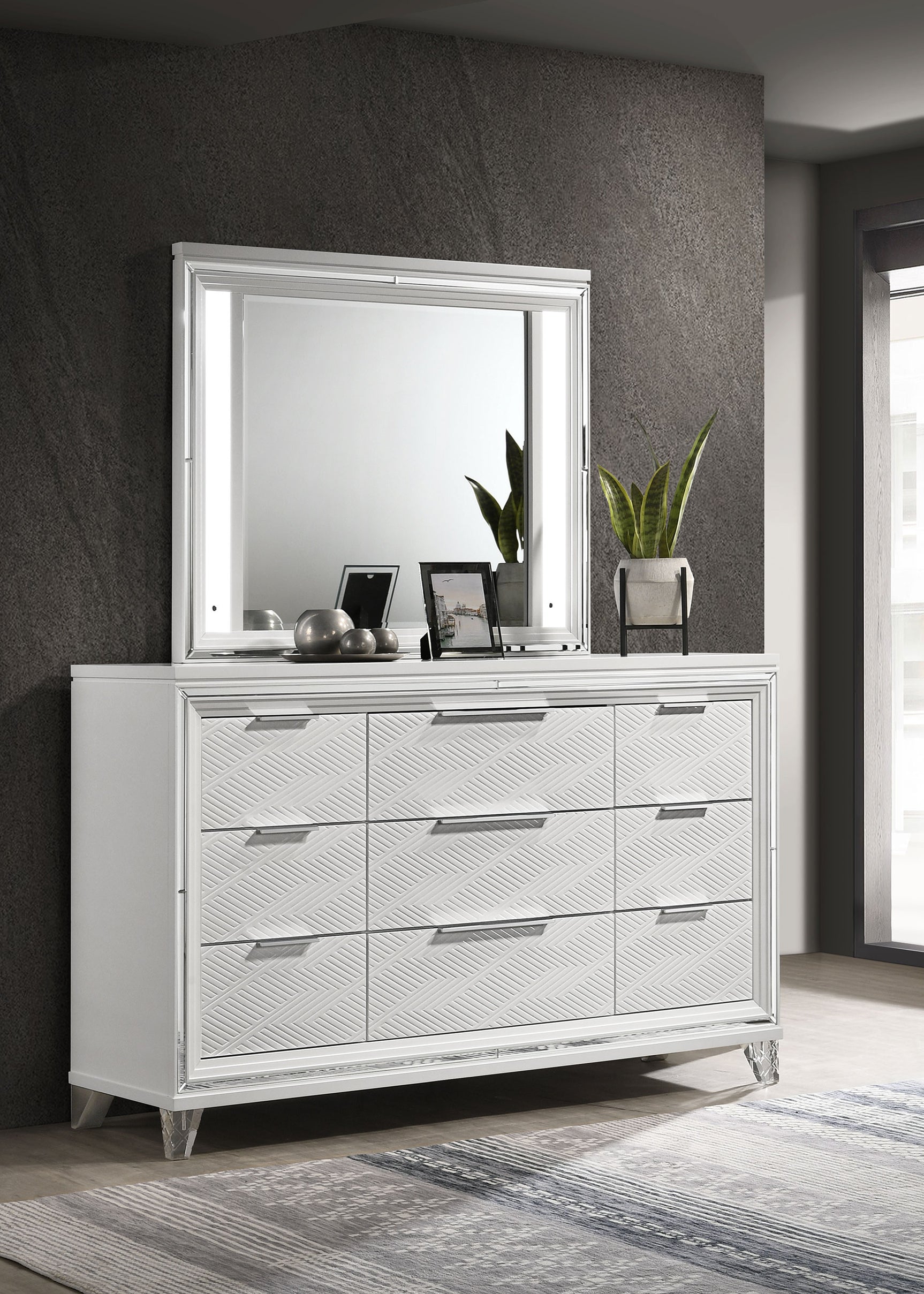 Marmore White Dresser and Mirror - Ornate Home