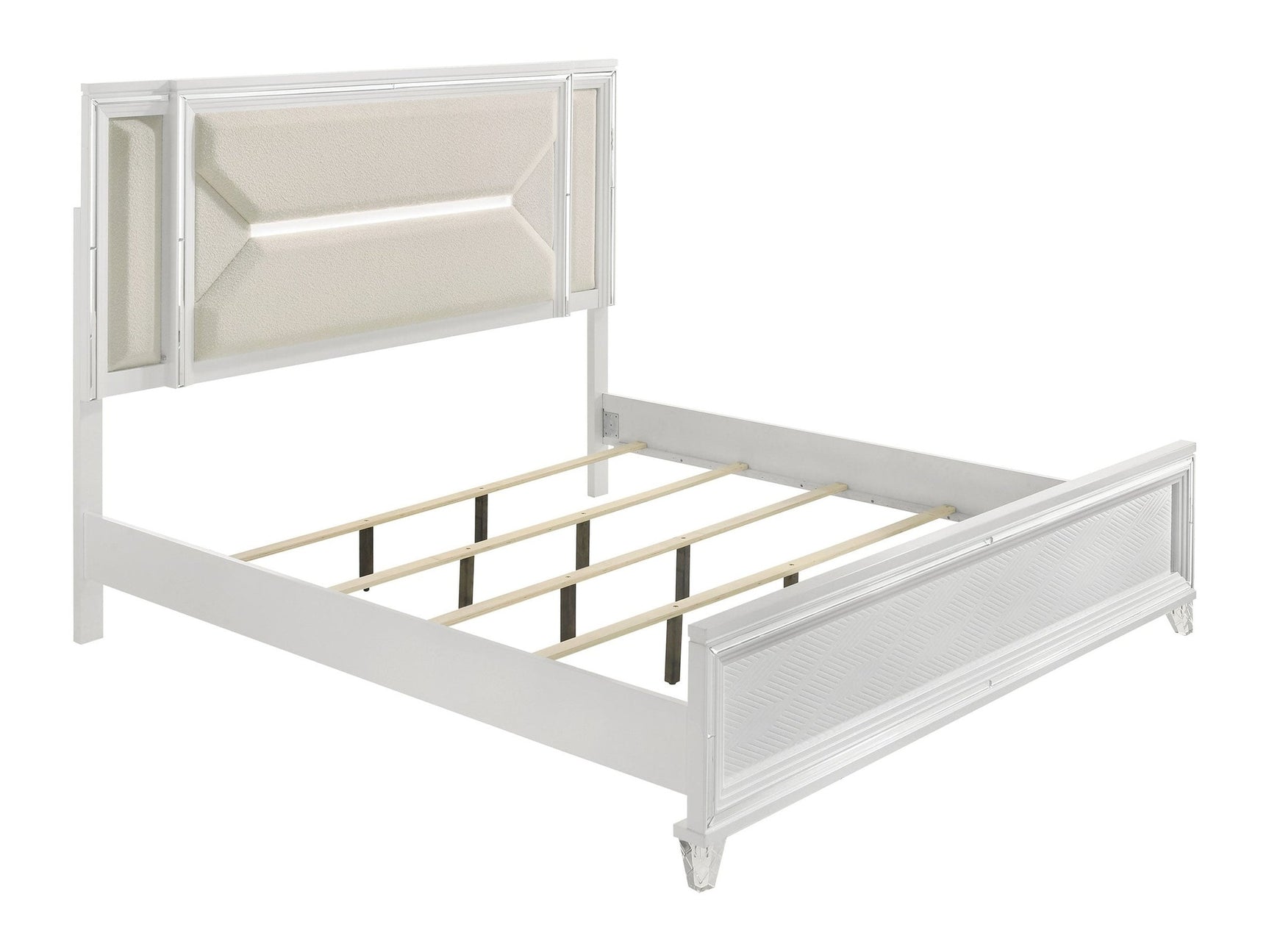 Marmore White Eastern King Panel Bed - Ornate Home