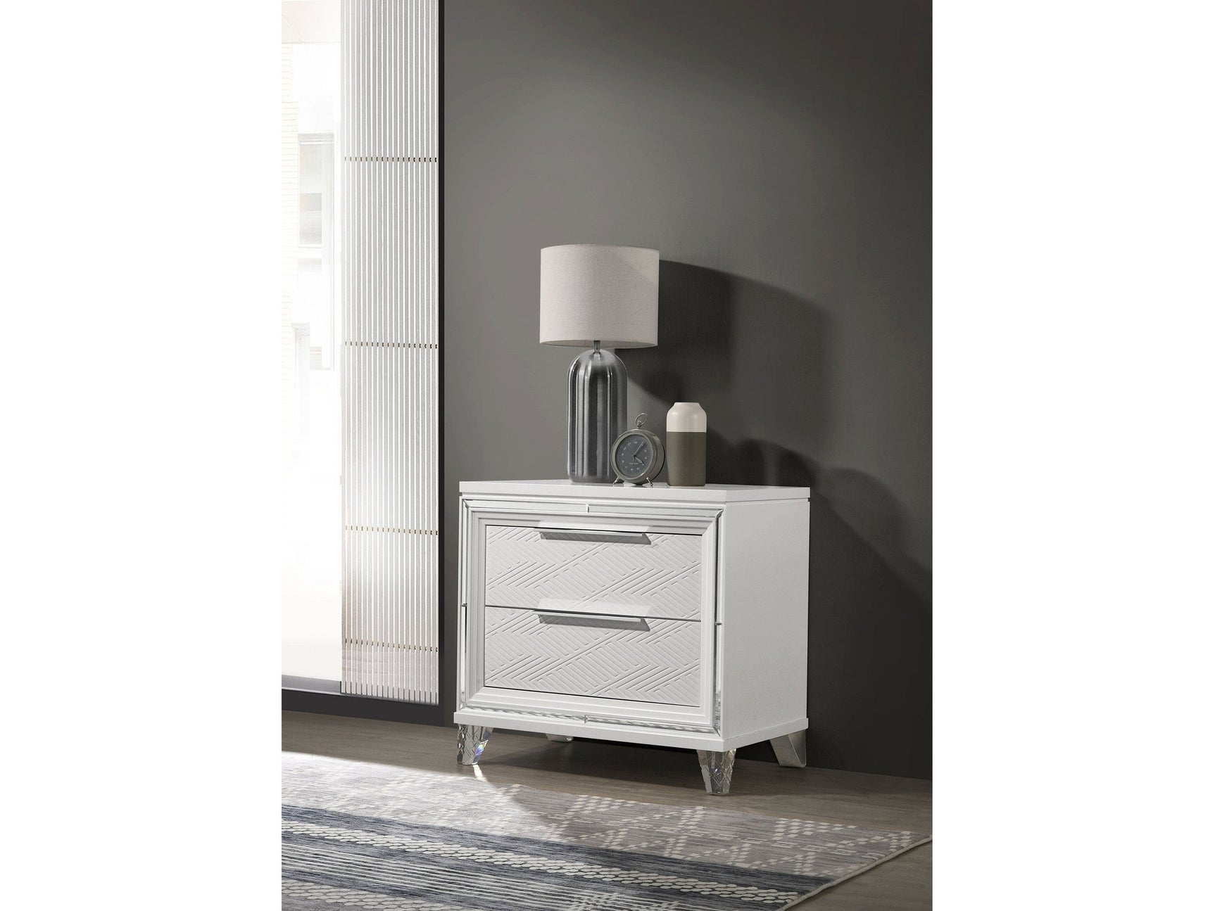 Marmore White Nightstand - Ornate Home