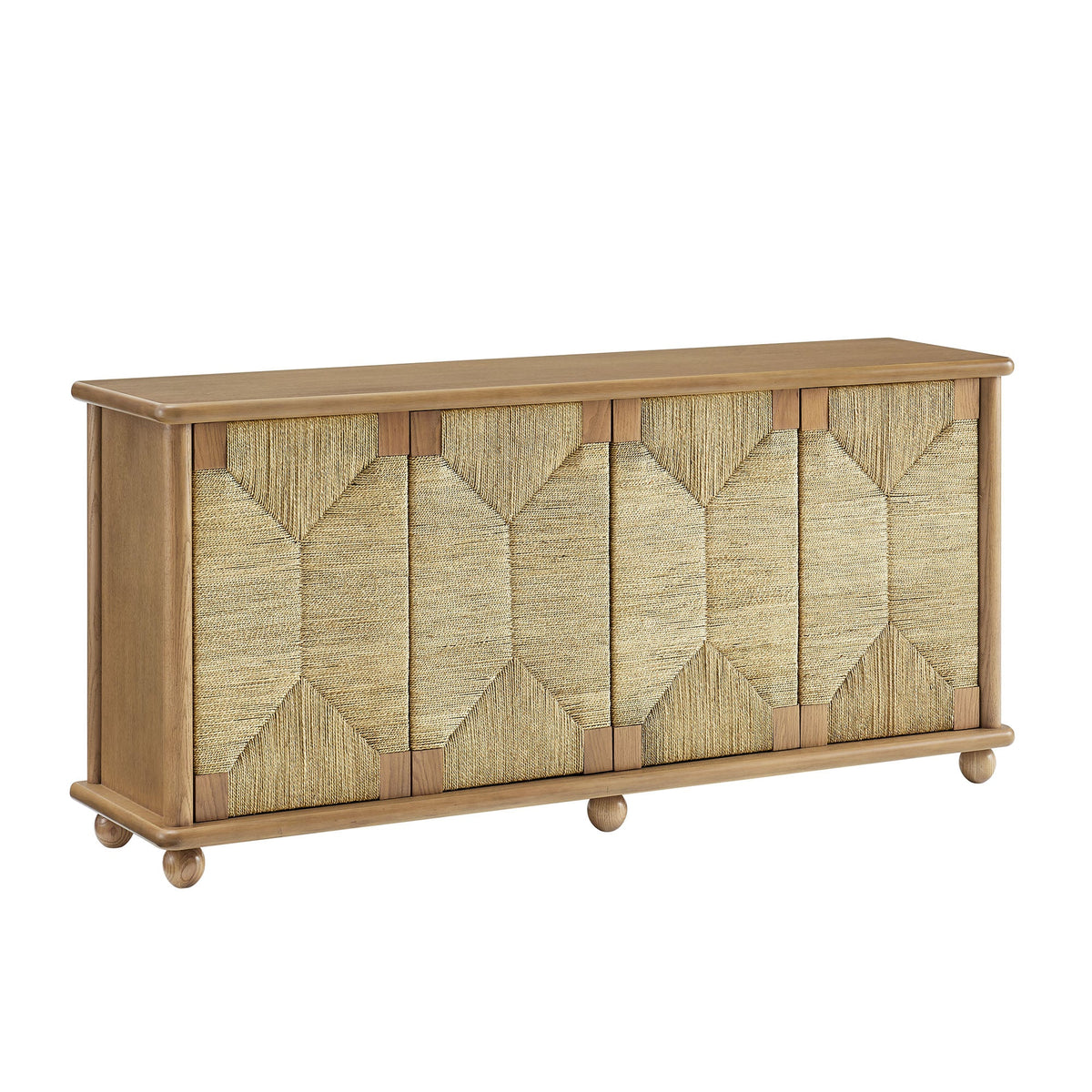 Marola 71 Inch Oak Wood Seagrass Sideboard - Ornate Home