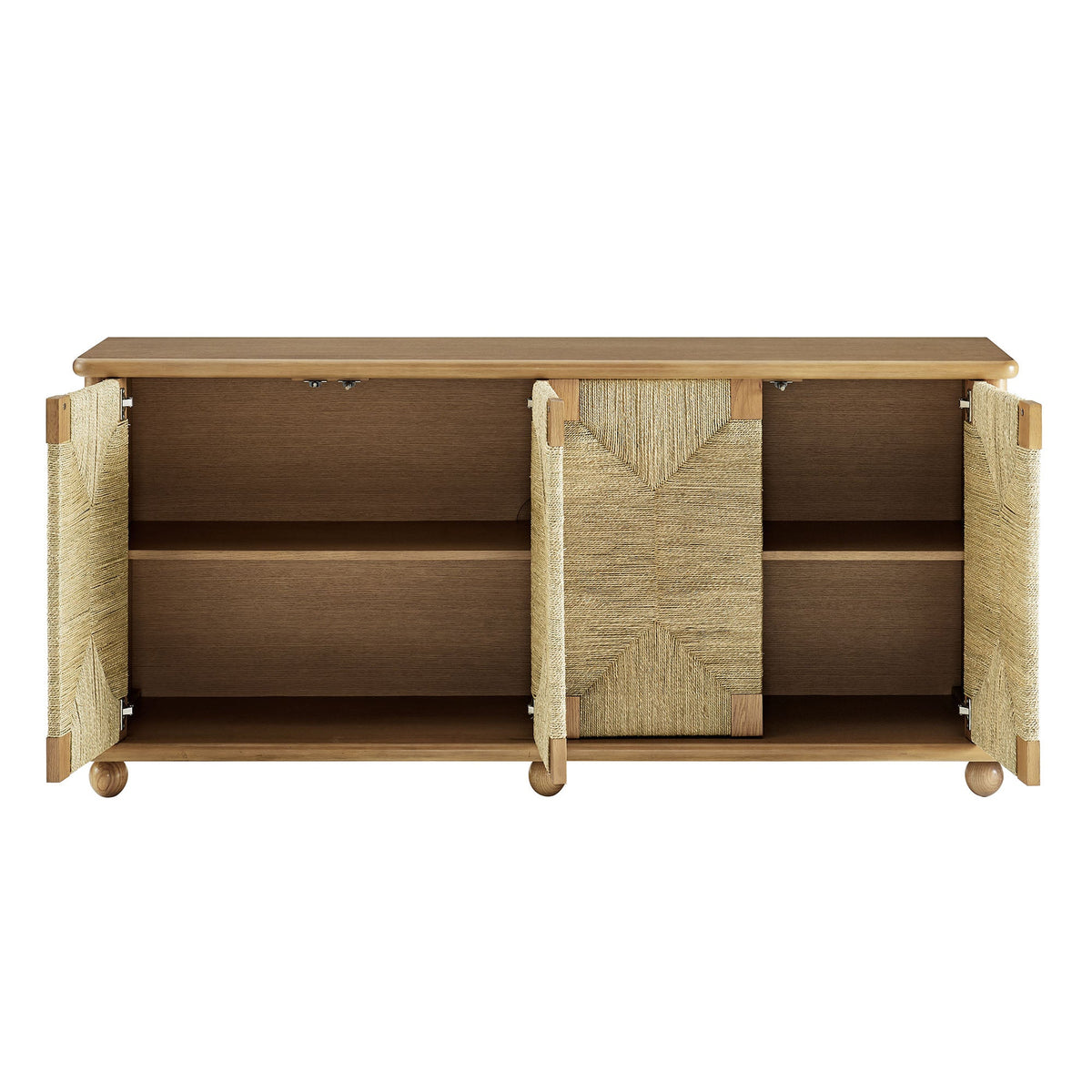 Marola 71 Inch Oak Wood Seagrass Sideboard - Ornate Home