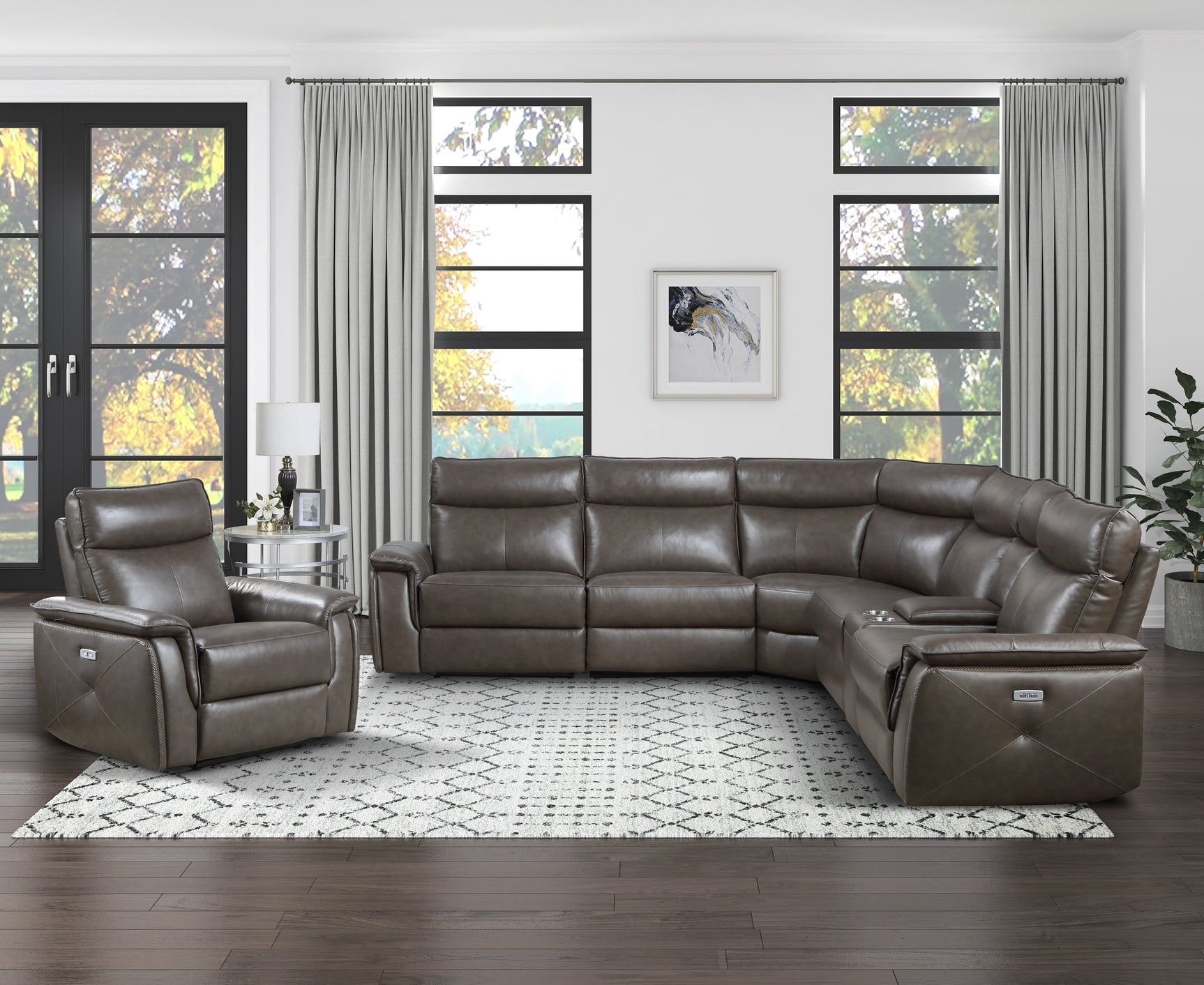 Maroni Brown 6-Piece Modular Power Reclining Sectional - Ornate Home