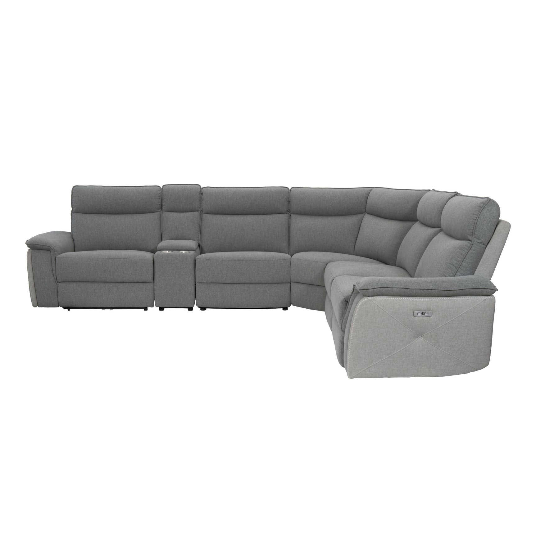 Maroni Gray 6-Piece Modular Power Reclining Sectional with Power Headrests - Ornate Home
