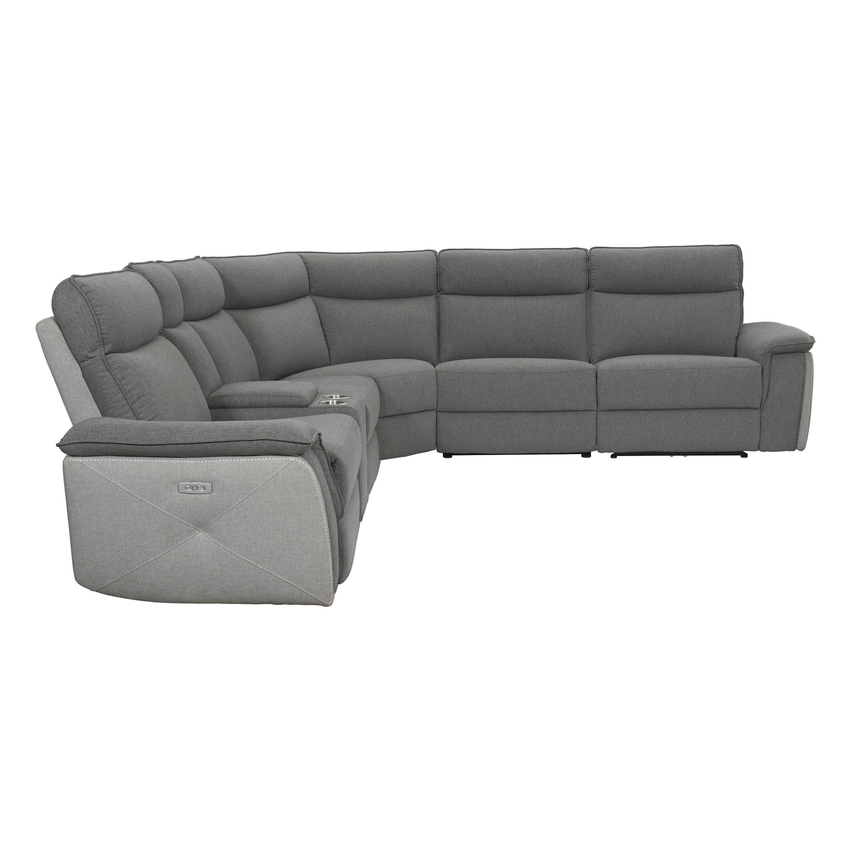 Maroni Gray 6-Piece Modular Power Reclining Sectional with Power Headrests - Ornate Home